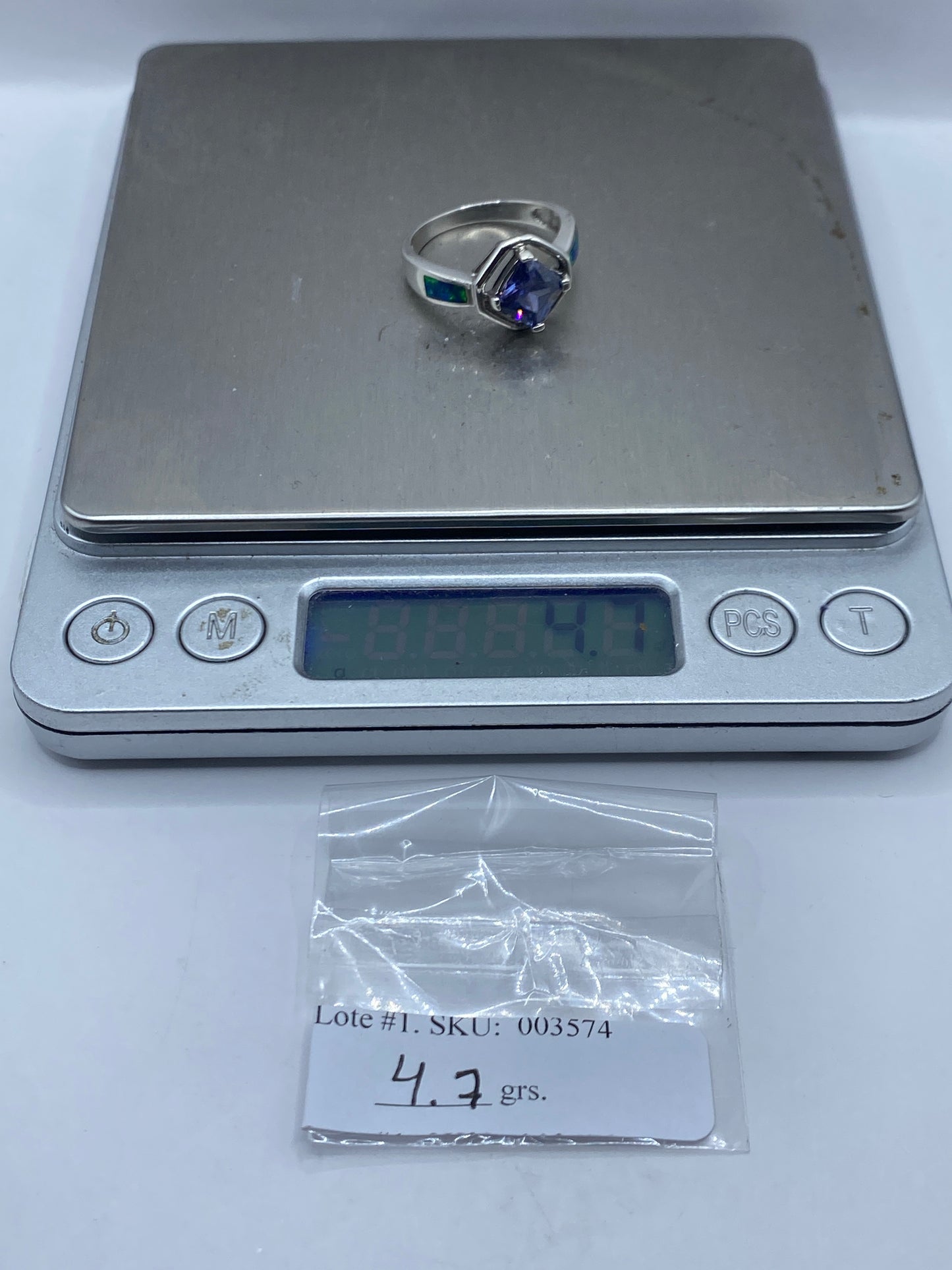 Anillo de Plata Ópalo de Fuego Azul — Moderno Taxco — foto 6