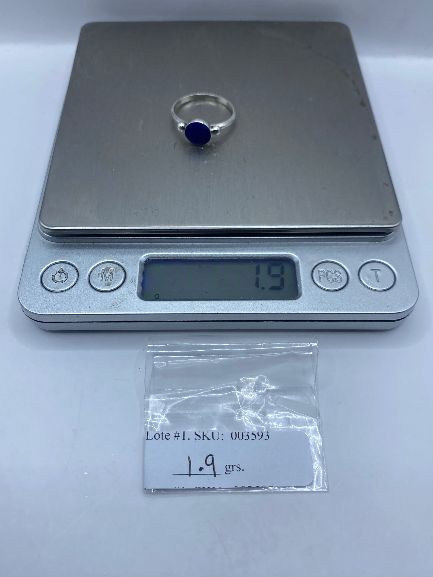 Anillo de Plata .950 Lapislázuli Azul — Solitario Minimalista — foto 6