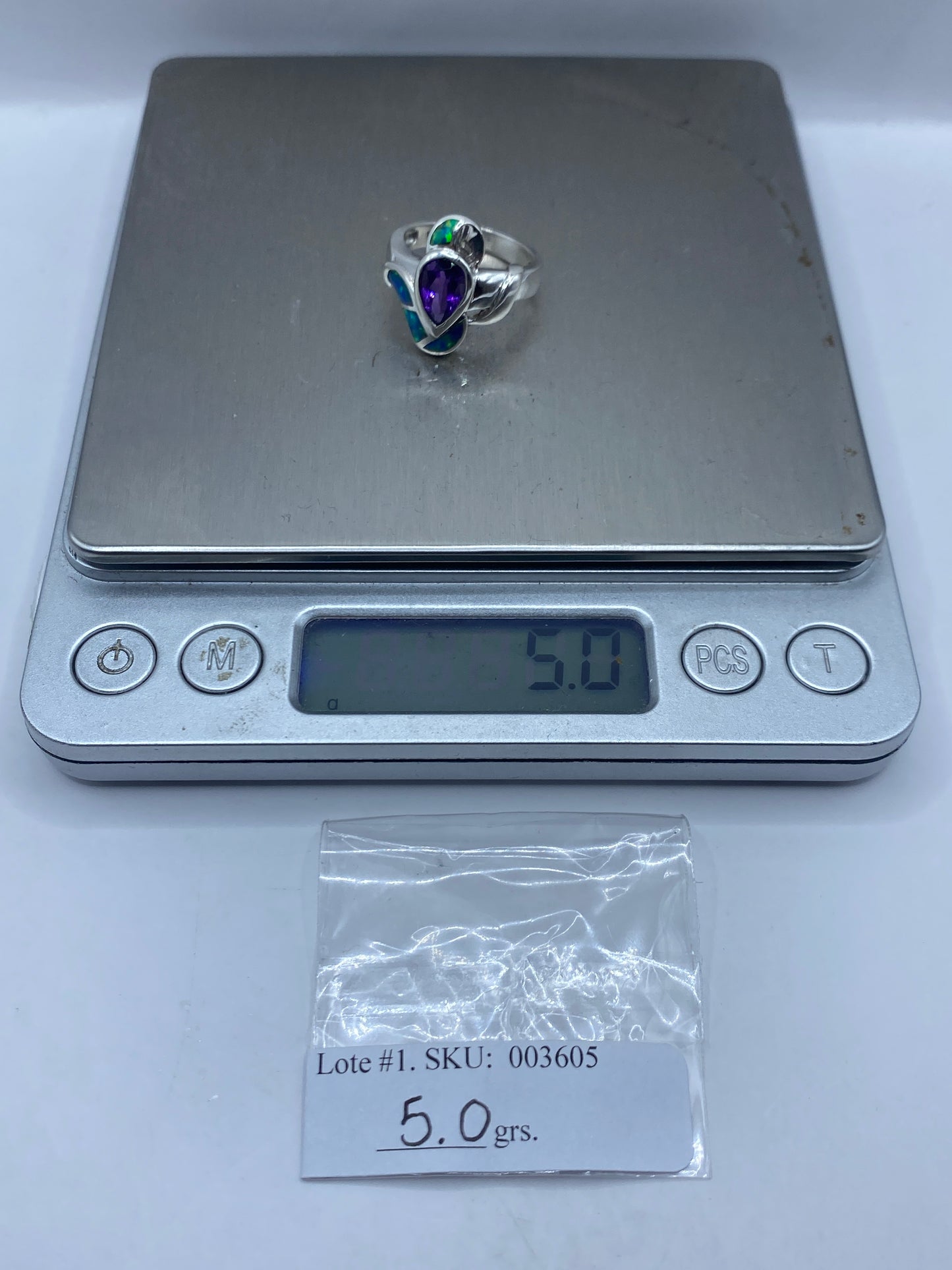 Anillo de Plata Ópalo de Fuego Azul — Coctel Escultórico — foto 6