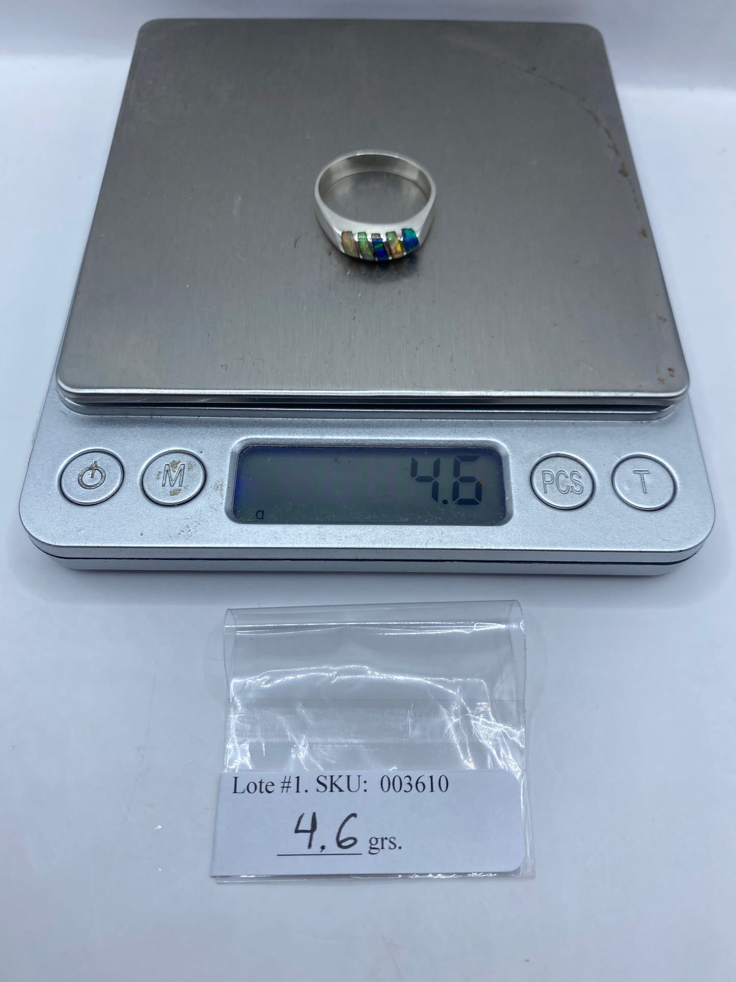 Anillo de Plata .950 Ópalo de Fuego Multicolor — Artesanal Taxco — foto 6