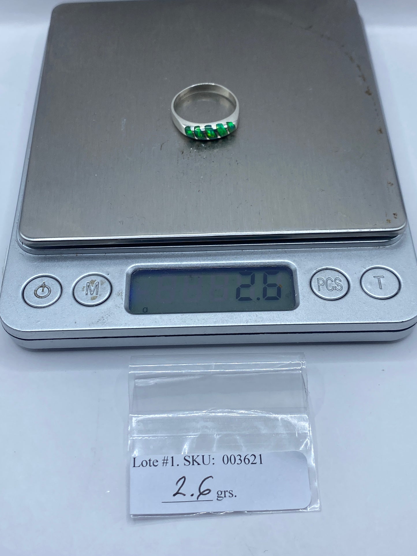 Anillo de Plata Ópalo de Fuego Verde Limón — Minimalista — foto 6