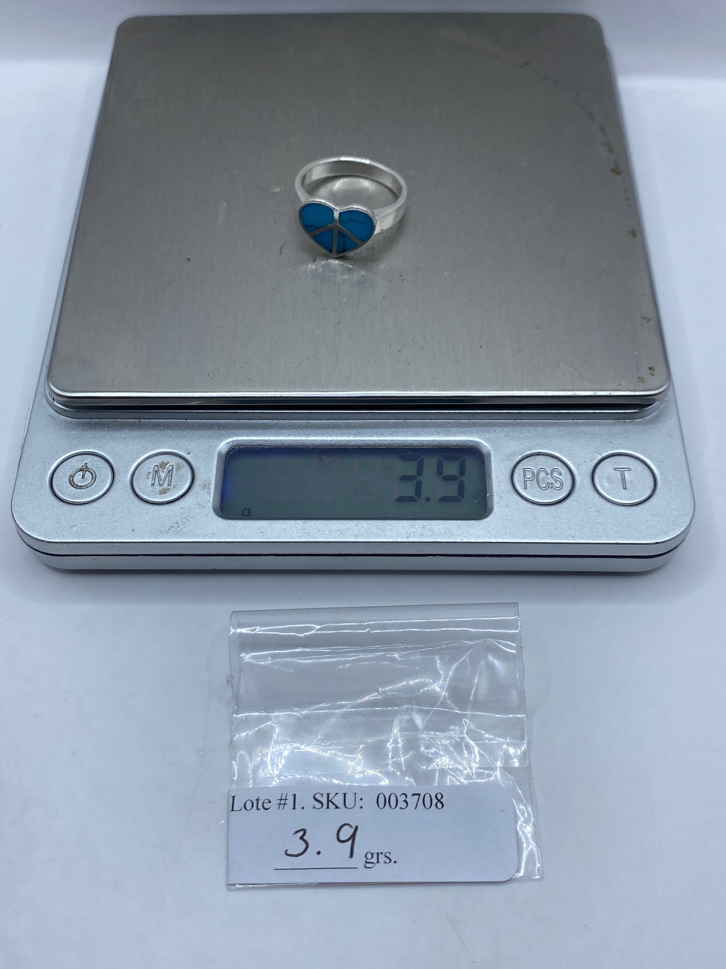 Anillo de Plata Turquesa Azul Cielo Paz — Diseño Geométrico — foto 6