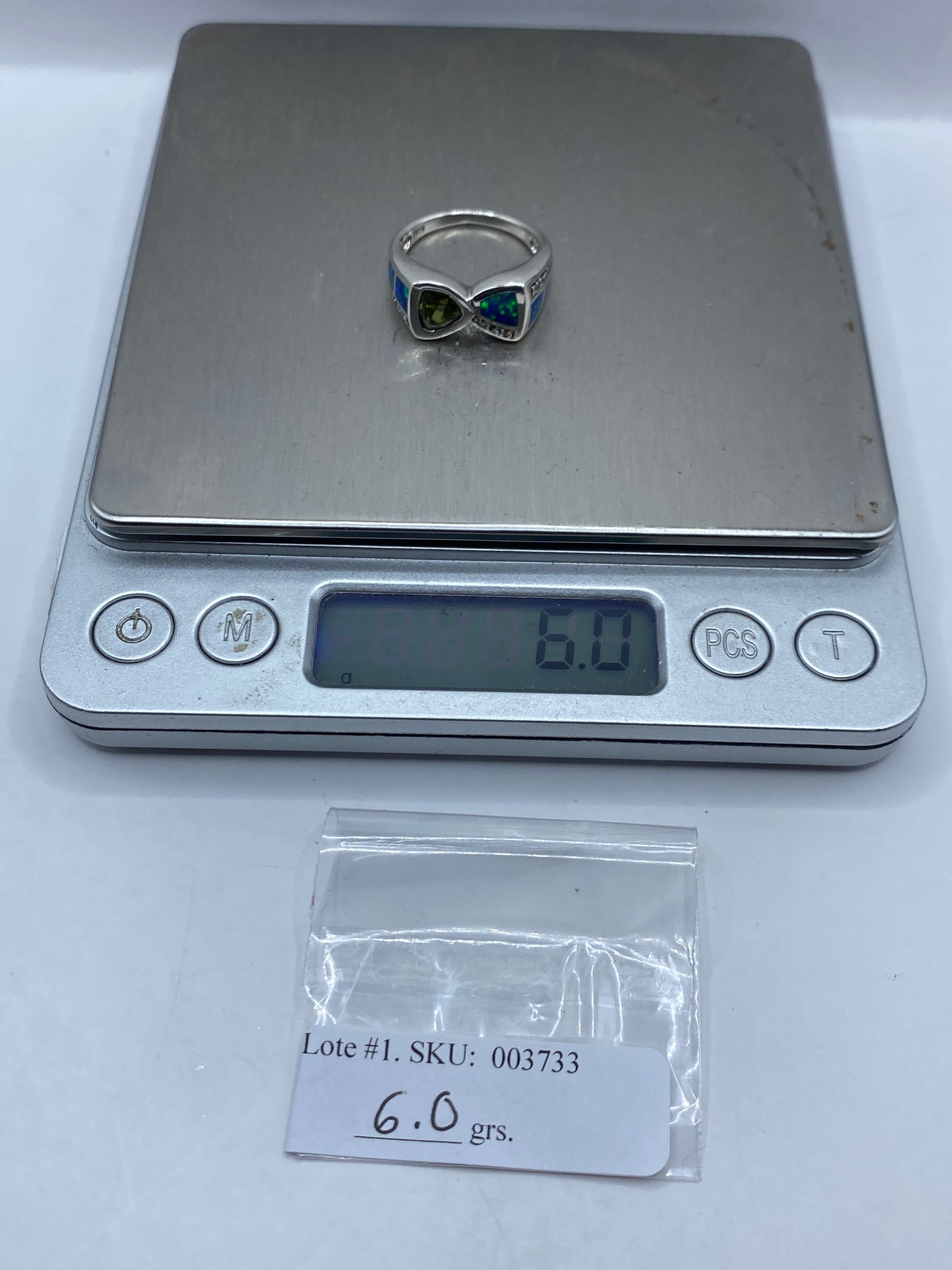 Anillo de Plata Ópalo de Fuego Azul — Nudo Moderno — foto 6