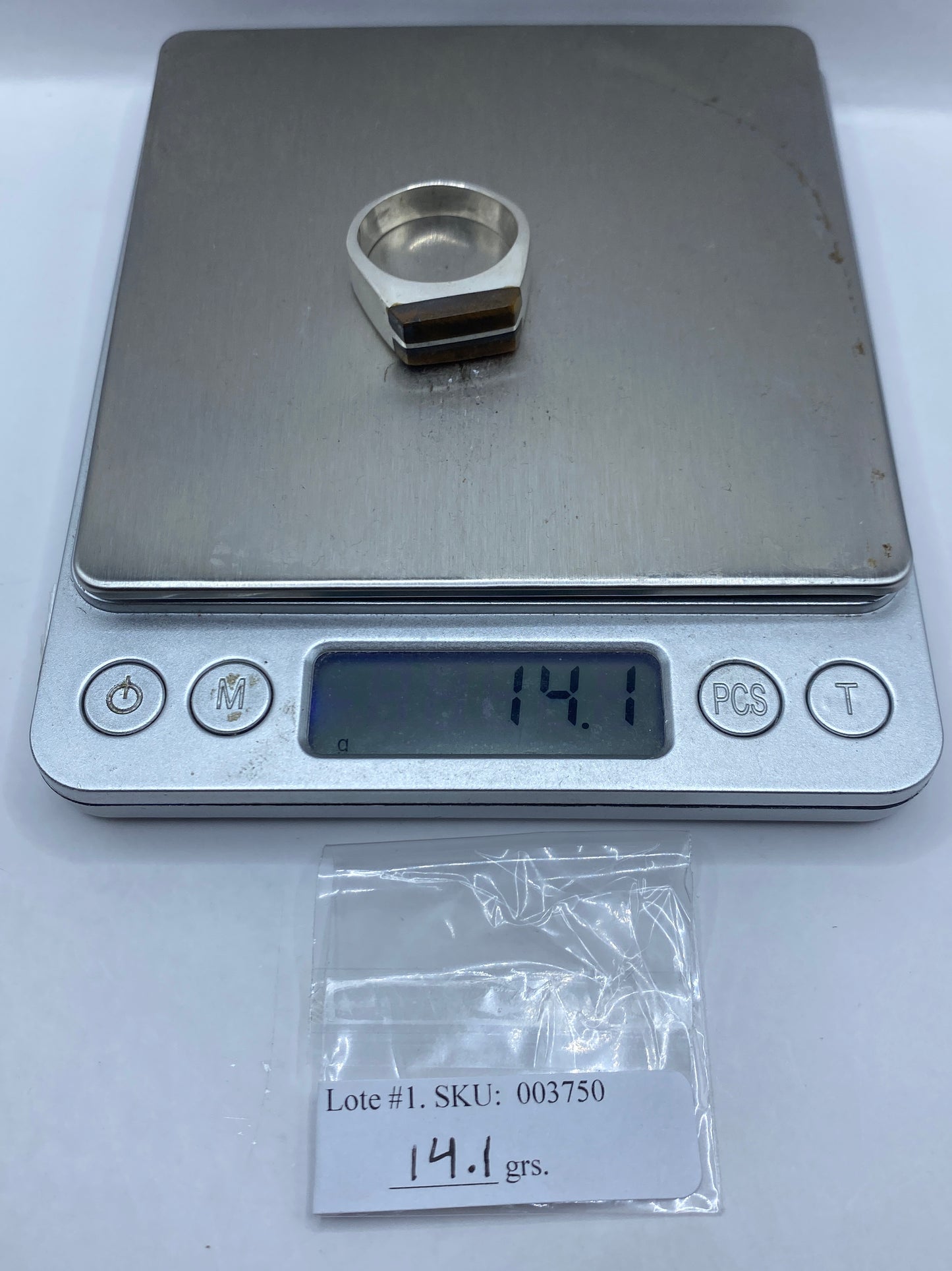 Anillo de Plata Macizo con Piedra Café — Sello Taxco — foto 6