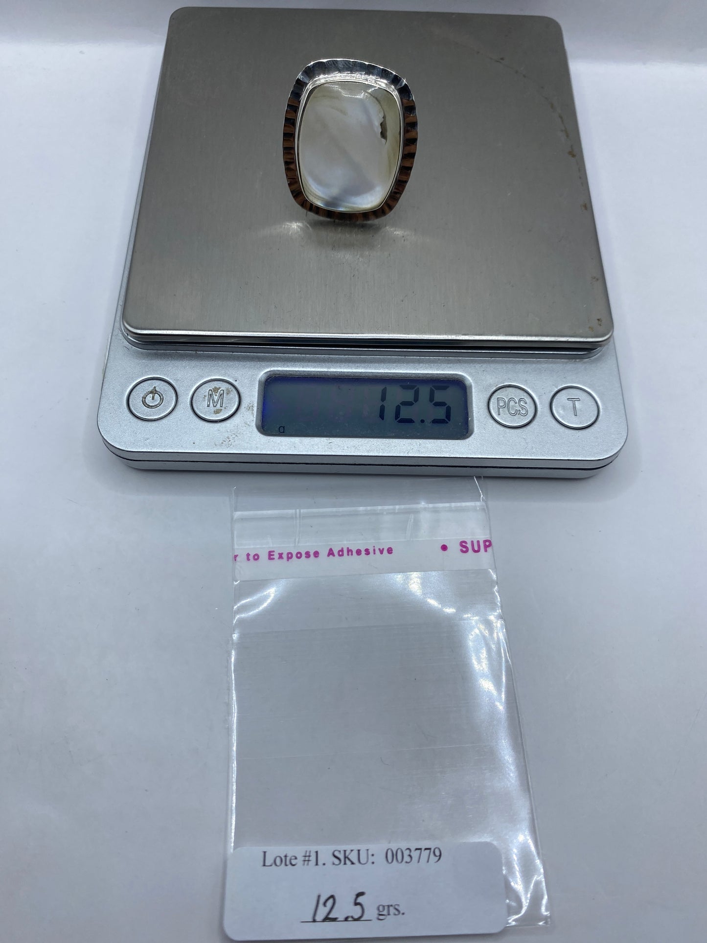 Anillo de Plata Perla Blanca Ajustable — Solitario Clásico — foto 6