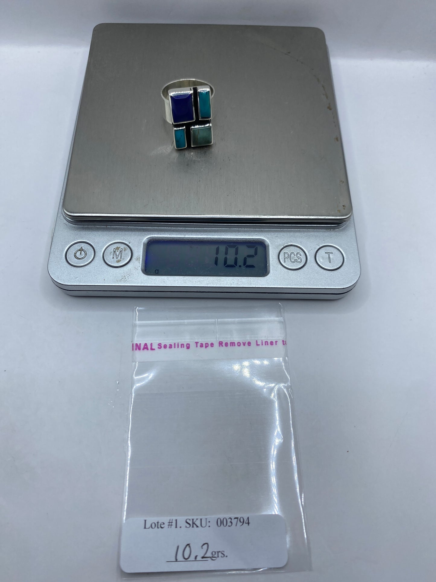 Anillo de Plata Turquesa Azul Cielo — Geométrico Moderno — foto 6