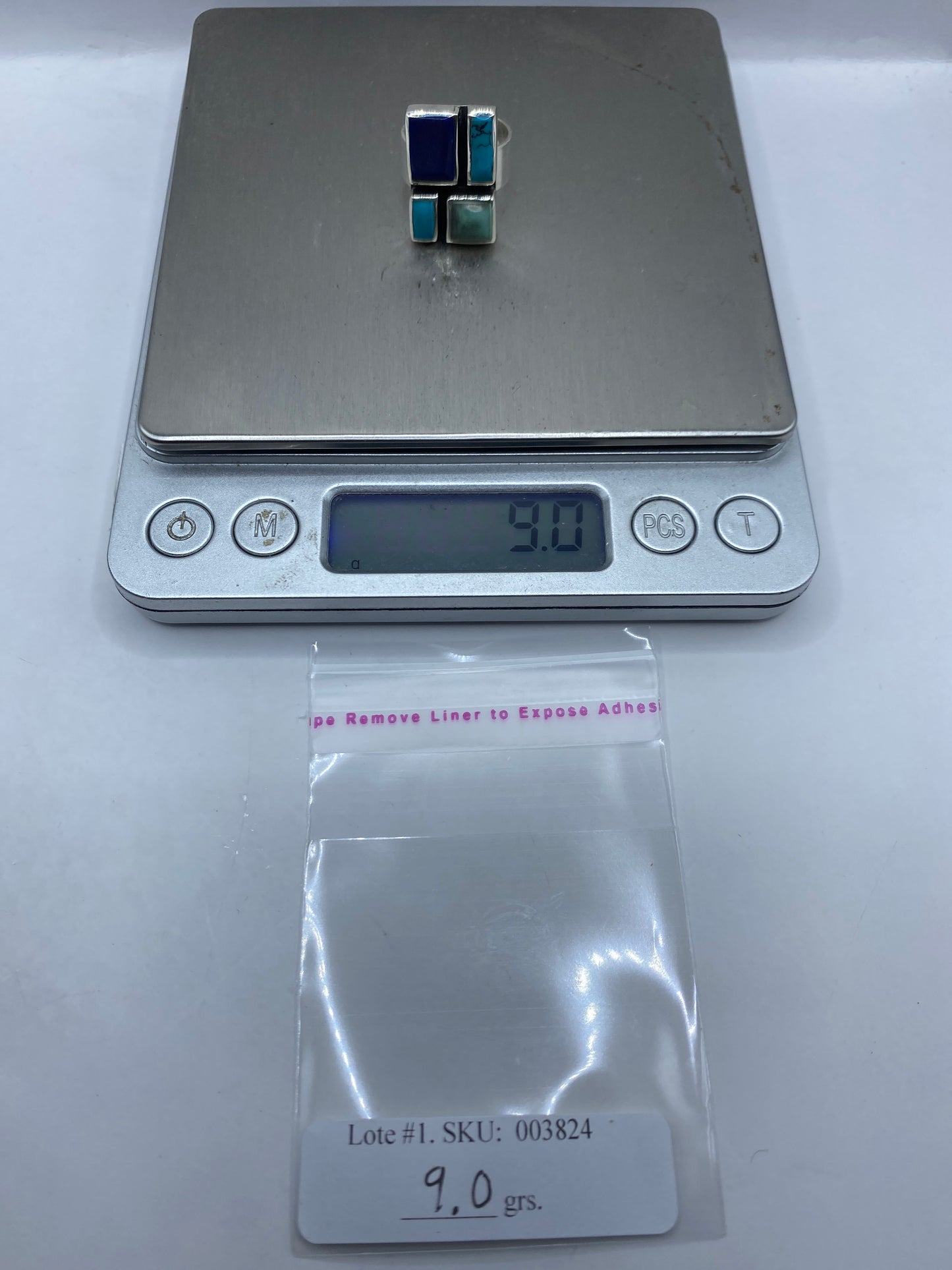 Anillo de Plata Turquesa Azul Cielo — Geométrico Étnico — foto 6