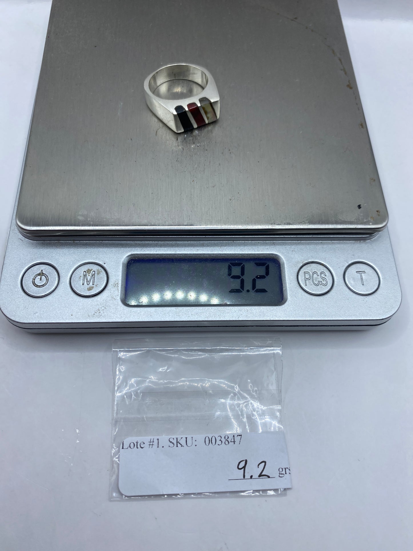 Anillo de Plata con Coral Rojo — Diseño Geométrico Moderno — foto 6