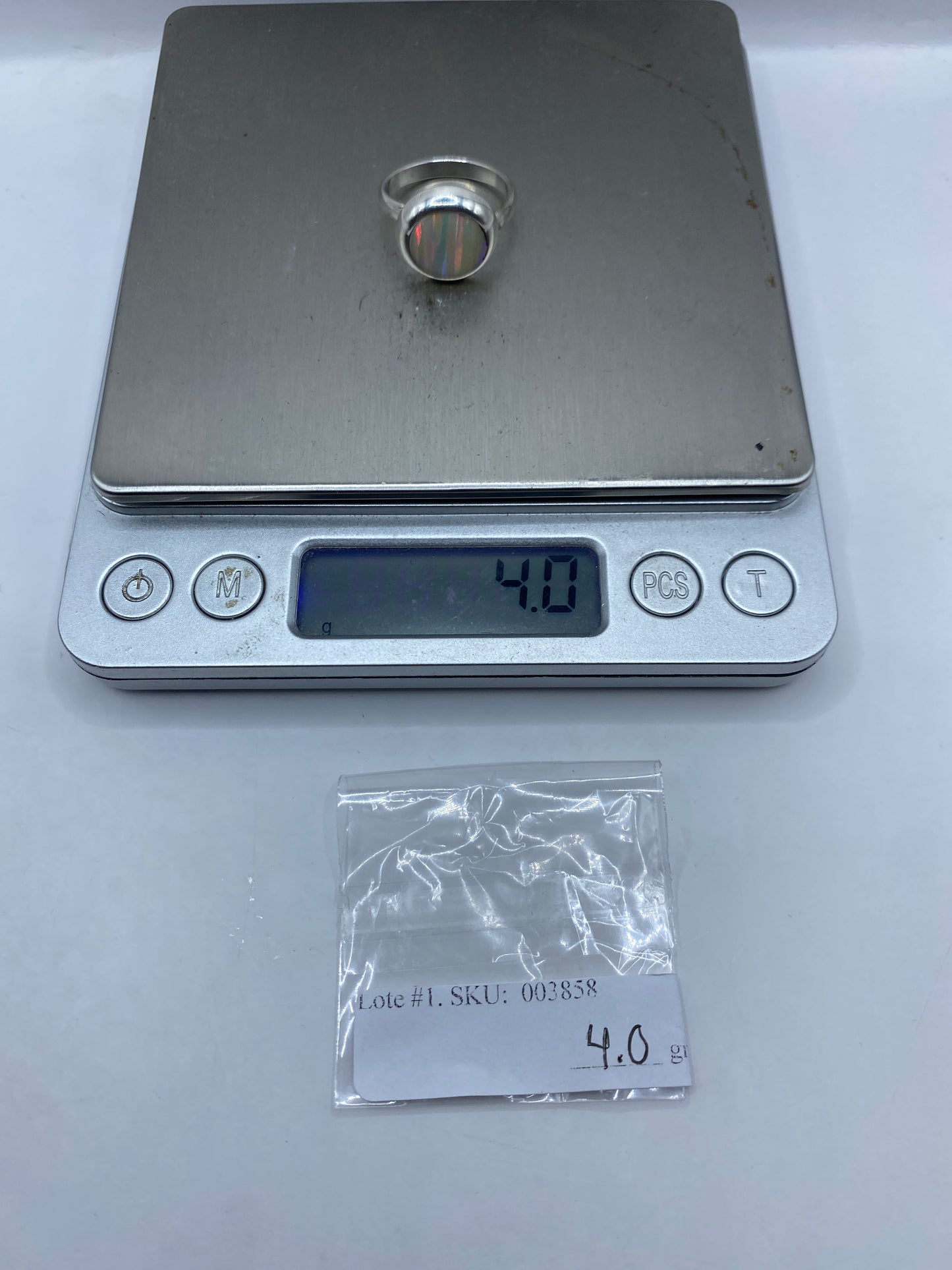 Anillo Ajustable de Plata con Ópalo de Fuego Iridiscente — foto 6