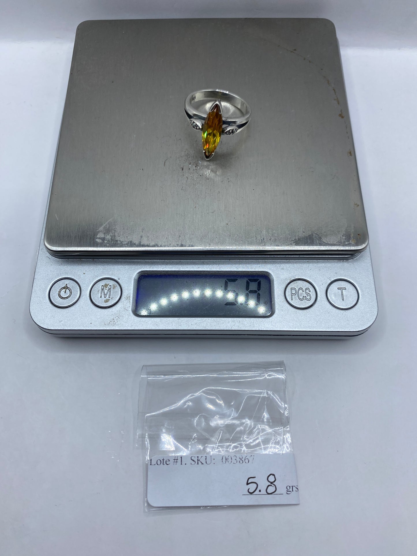 Anillo de Plata con Circonia Amarilla Talla Marquesa — foto 6