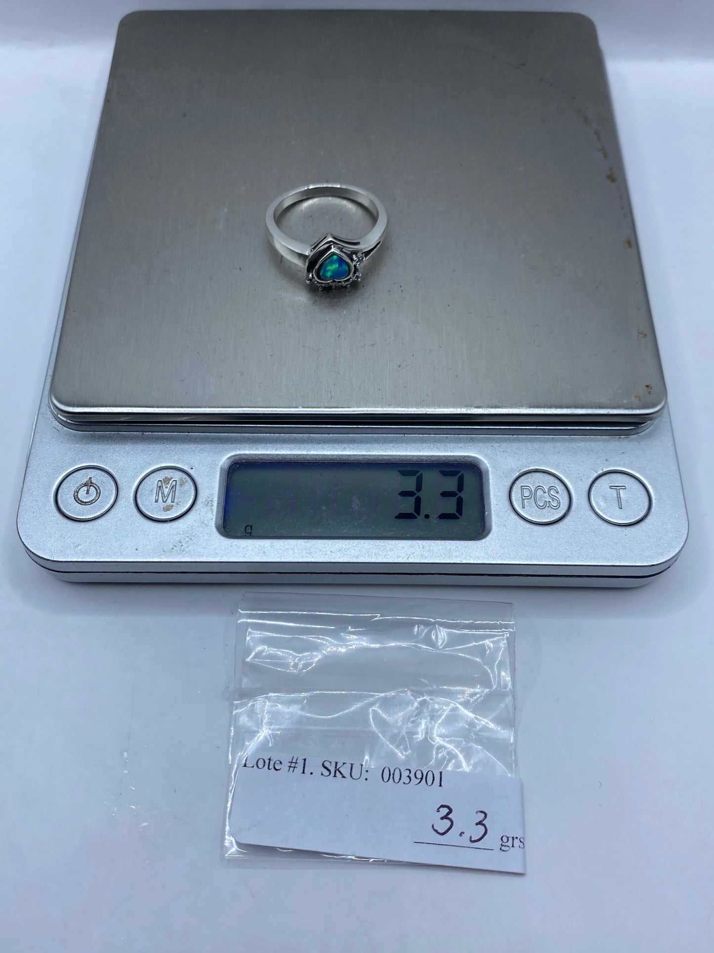 Anillo de Plata Ópalo de Fuego Azul — Diseño Corona — foto 6
