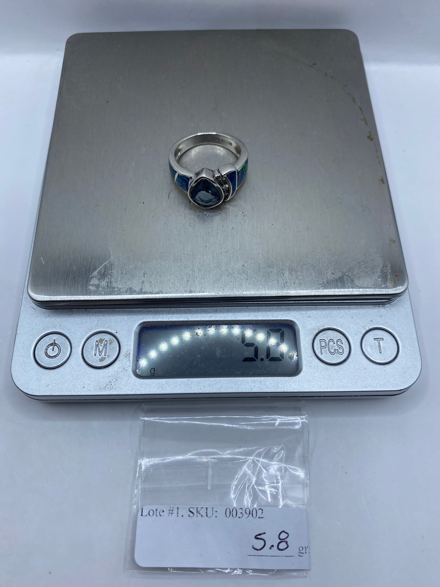Anillo de Plata Ópalo de Fuego Azul — Diseño Artesanal — foto 6