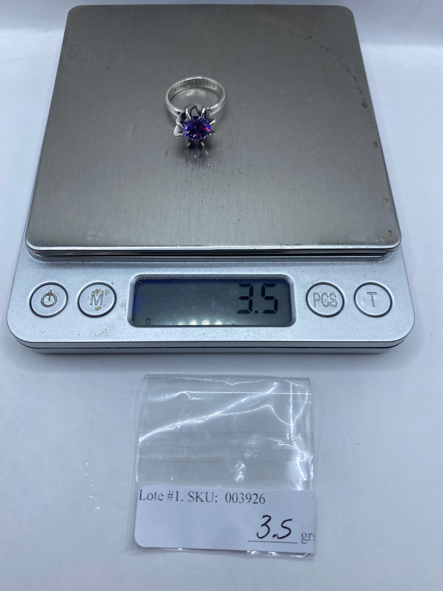 Anillo Solitario Plata Circonia Morada — Diseño Clásico — foto 5