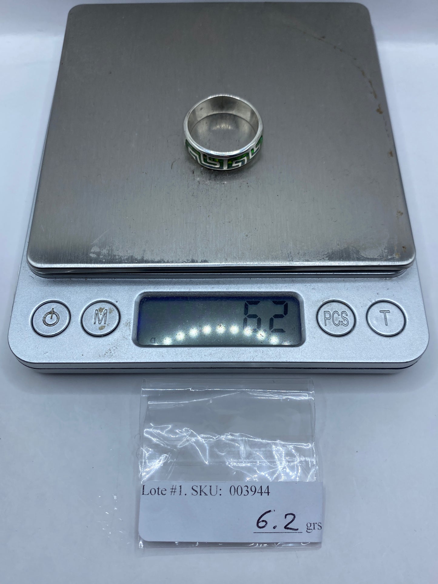 Anillo Plata .950 Ópalo de Fuego Verde Limón Étnico — foto 6