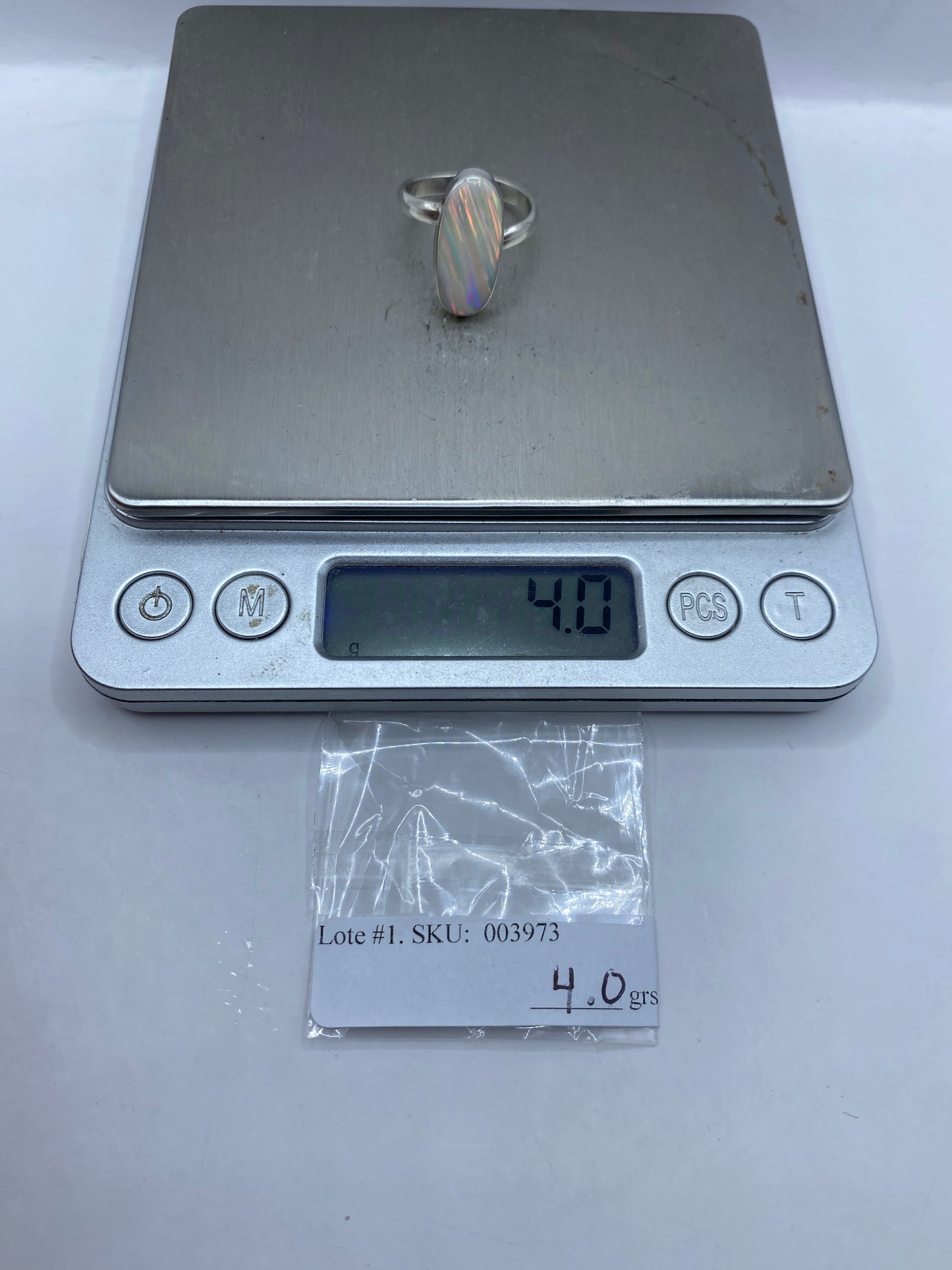 Anillo de Plata Ópalo de Fuego Solitario — Ajustable Taxco — foto 6