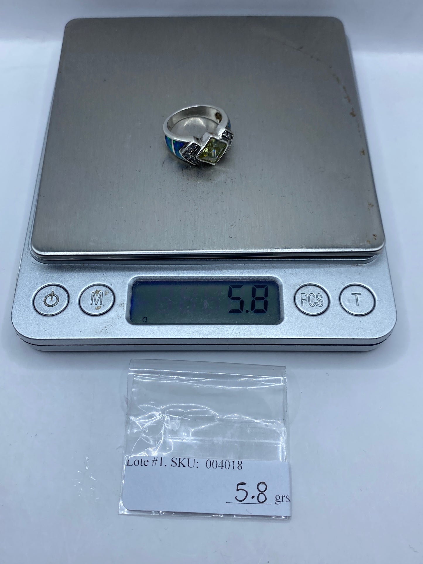 Anillo de Plata Ópalo de Fuego Azul — Solitario Estructurado — foto 6