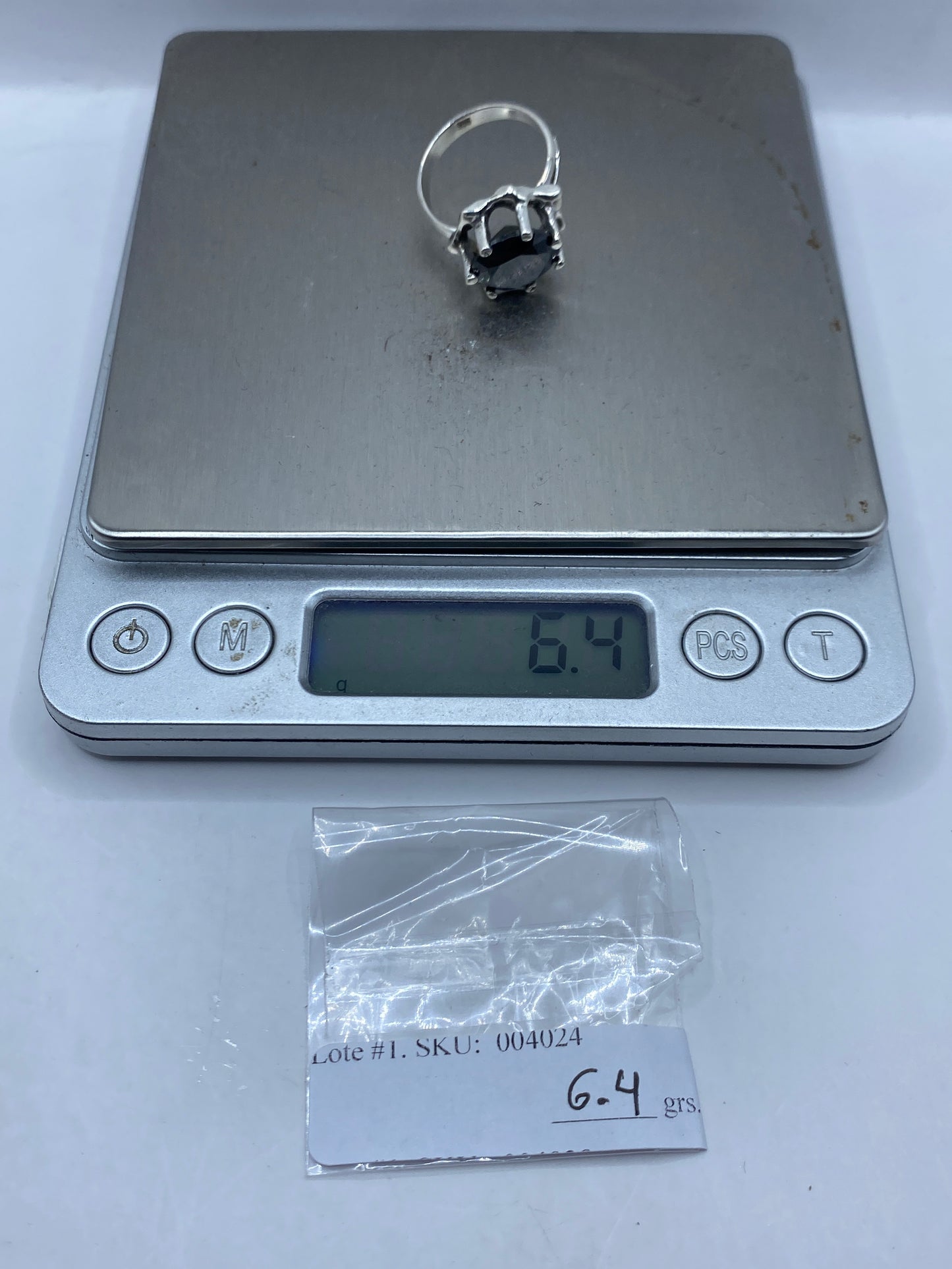 Anillo Solitario Plata Circonia Negra Facetada — foto 6