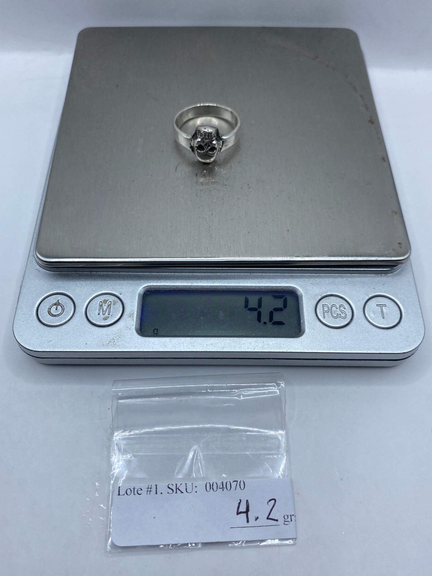 Anillo de Plata Calavera Pulida — Uso Diario Masculino — foto 6