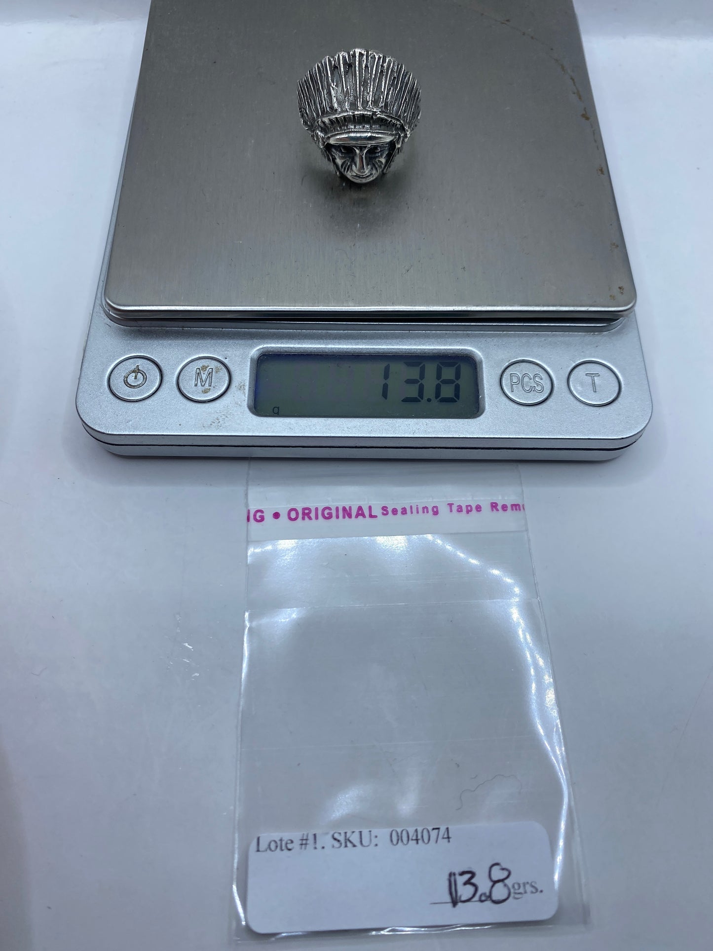 Anillo de Plata .950 Guerrero Prehispánico — Banda Ancha Para Él — foto 6