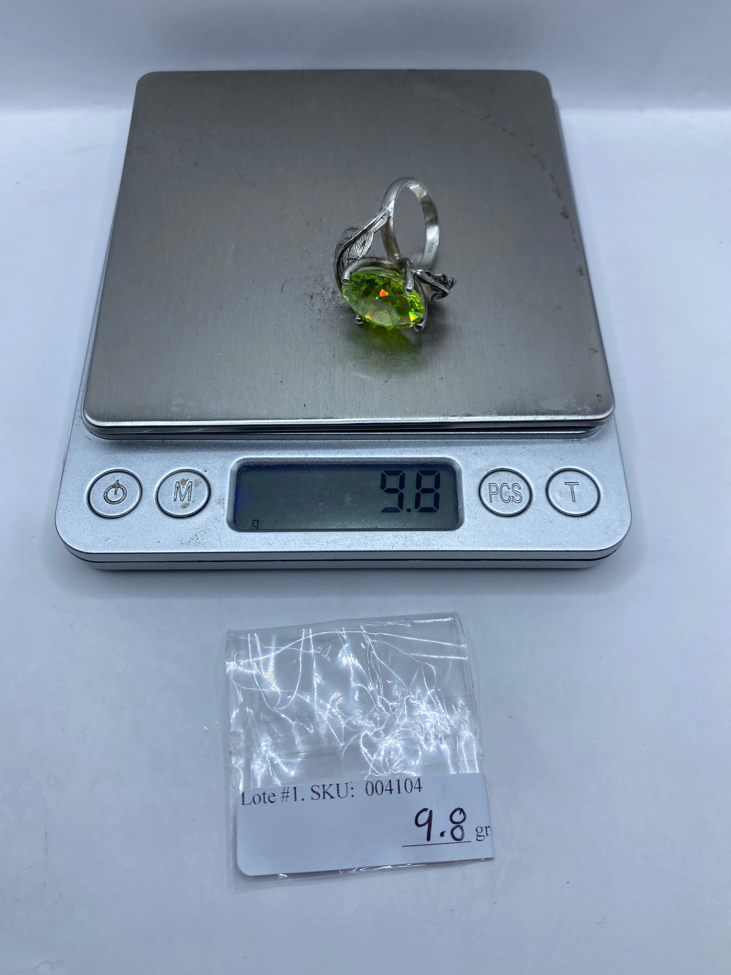 Anillo de Plata Circonia Verde Limón Artesanal Taxco — foto 6