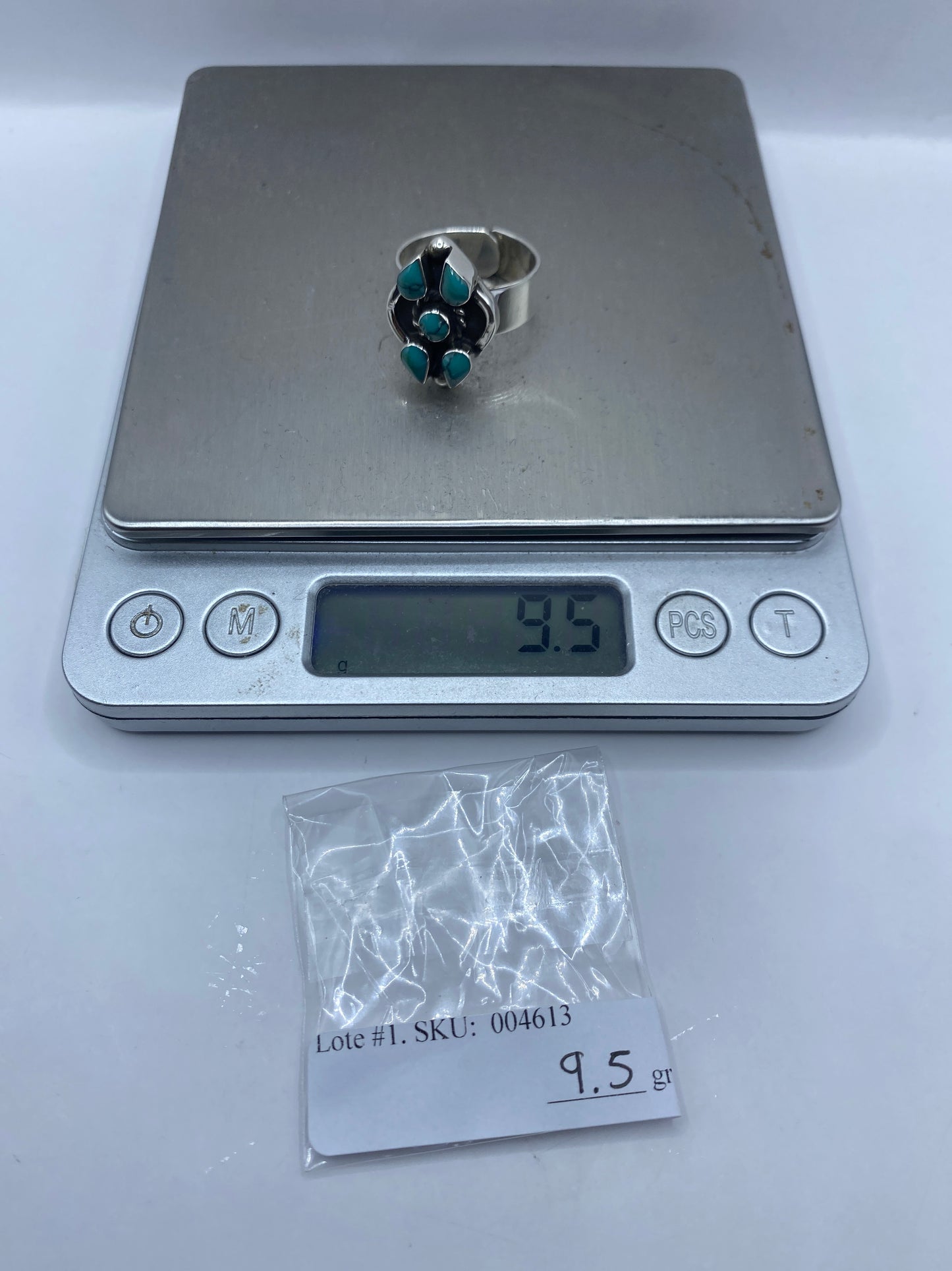 Anillo de Plata Ajustable con Turquesa Azul Cielo — foto 6