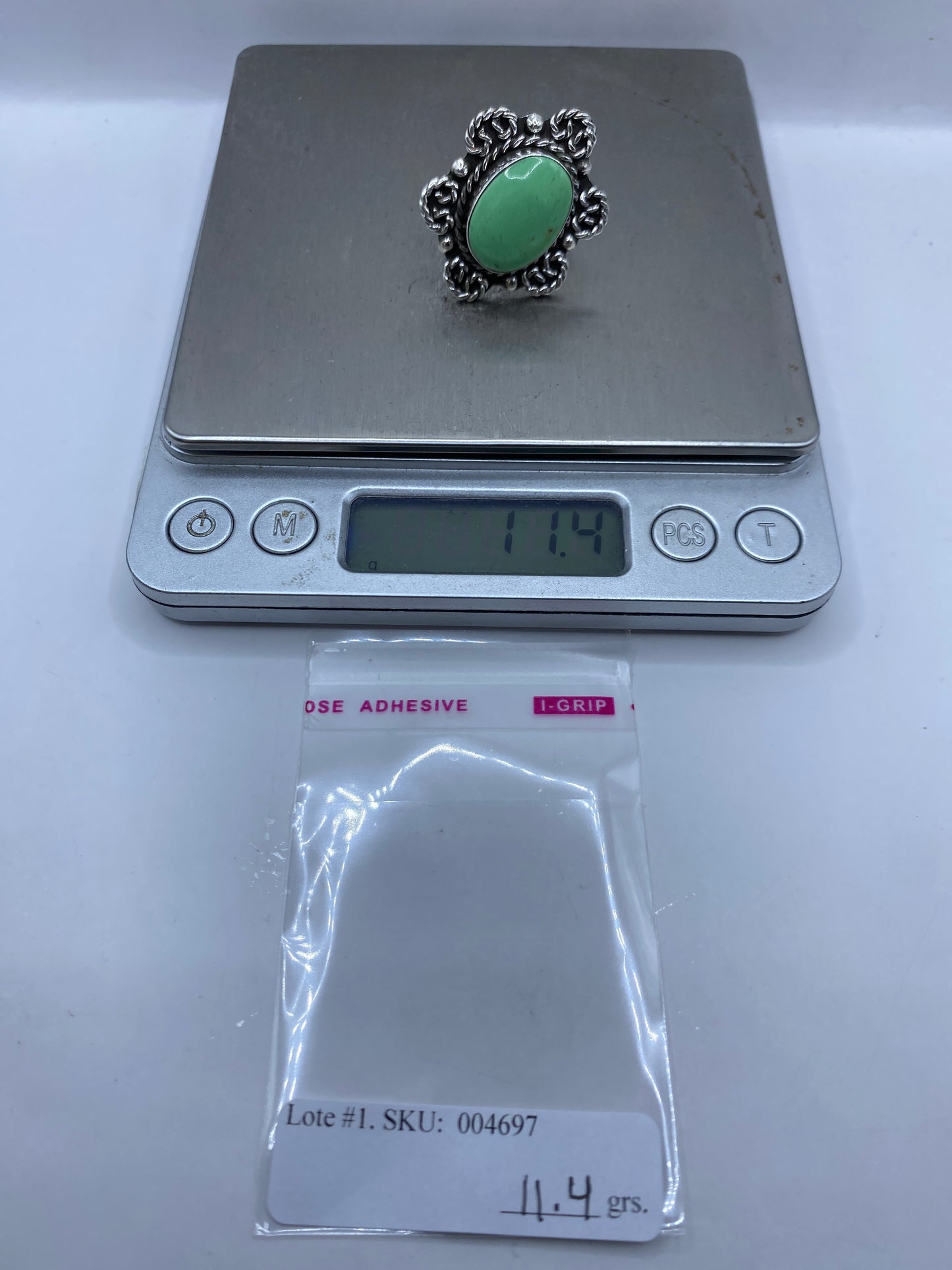 Anillo de Plata .925 con Piedra Verde — Diseño Taxco — foto 6