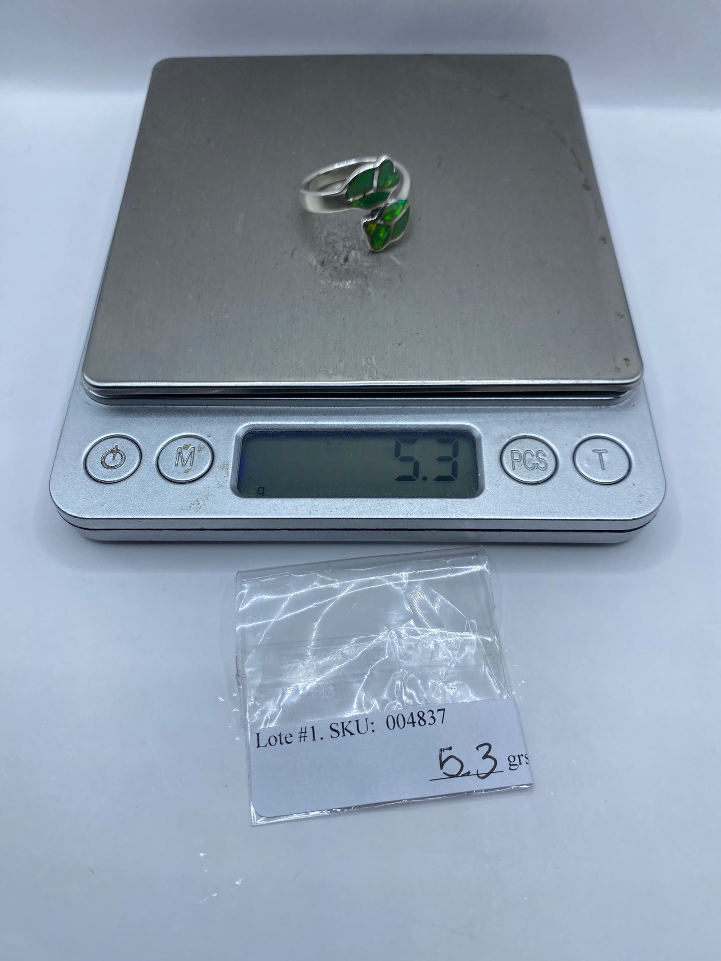 Anillo de Plata Ópalo de Fuego Verde — Taxco .950 — foto 6