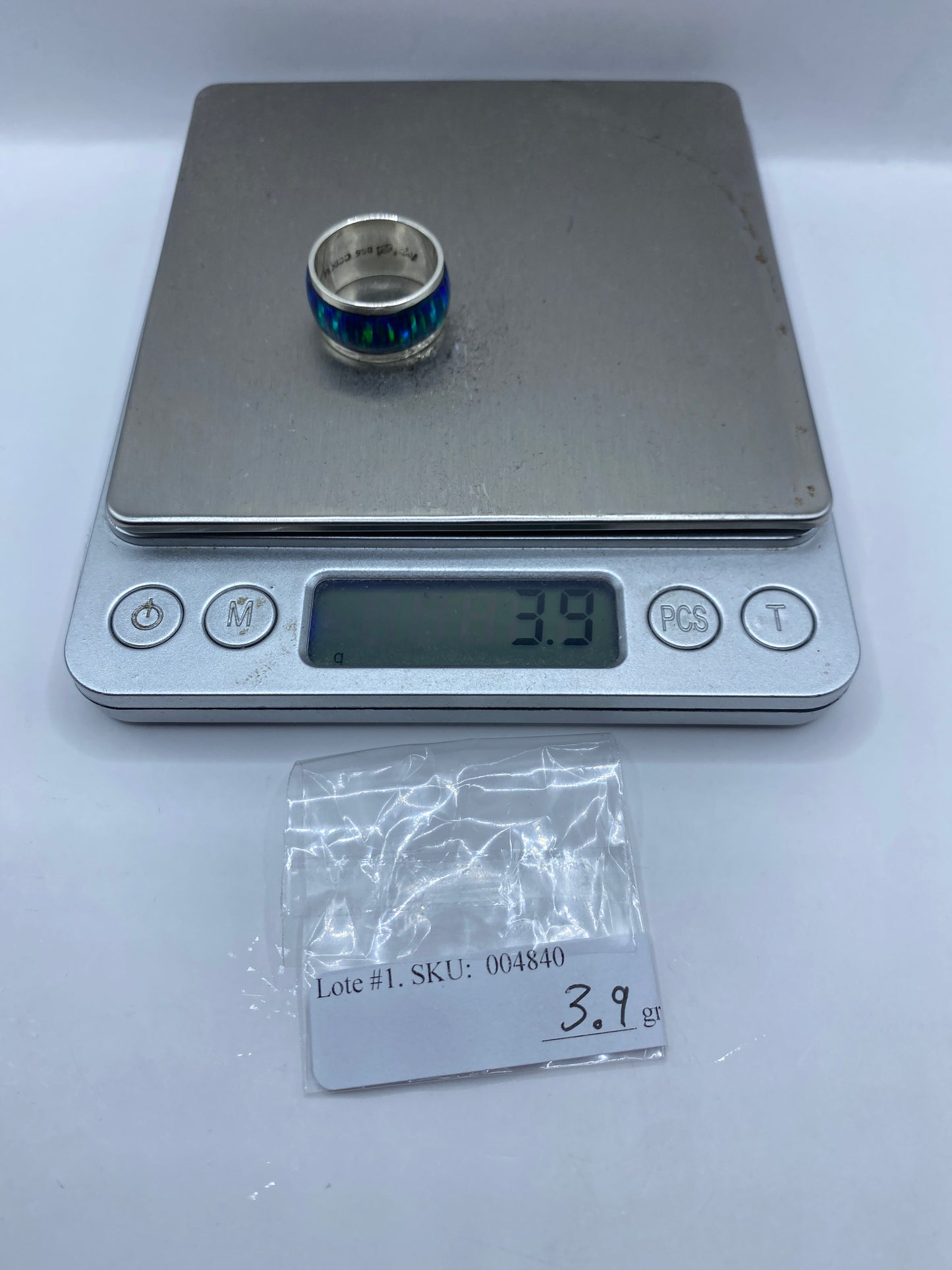 Anillo de Plata .950 con Ópalo de Fuego Azul — Taxco — foto 6