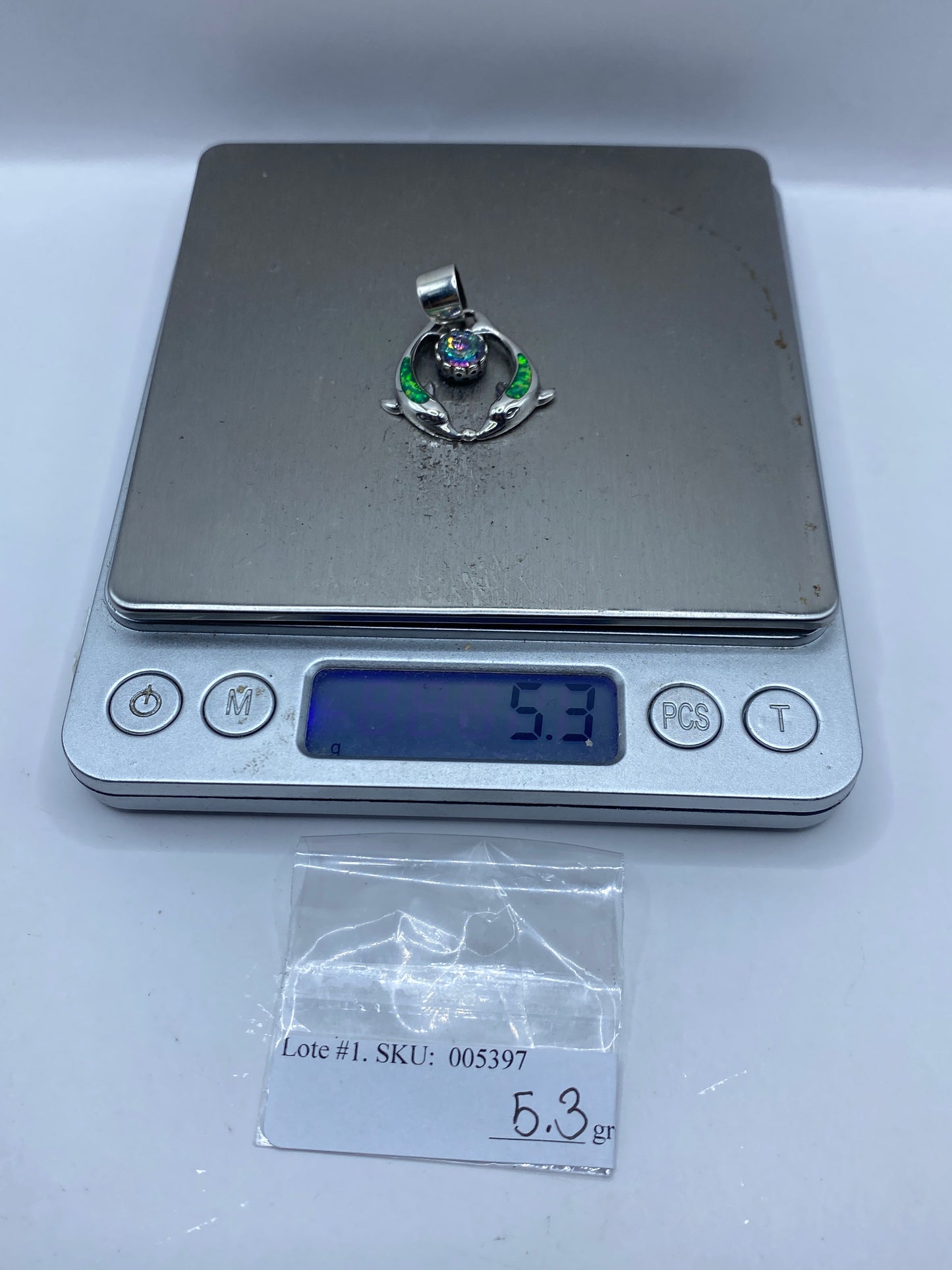 Dije Plata Delfines con Ópalo de Fuego Verde — Taxco .950 — foto 6