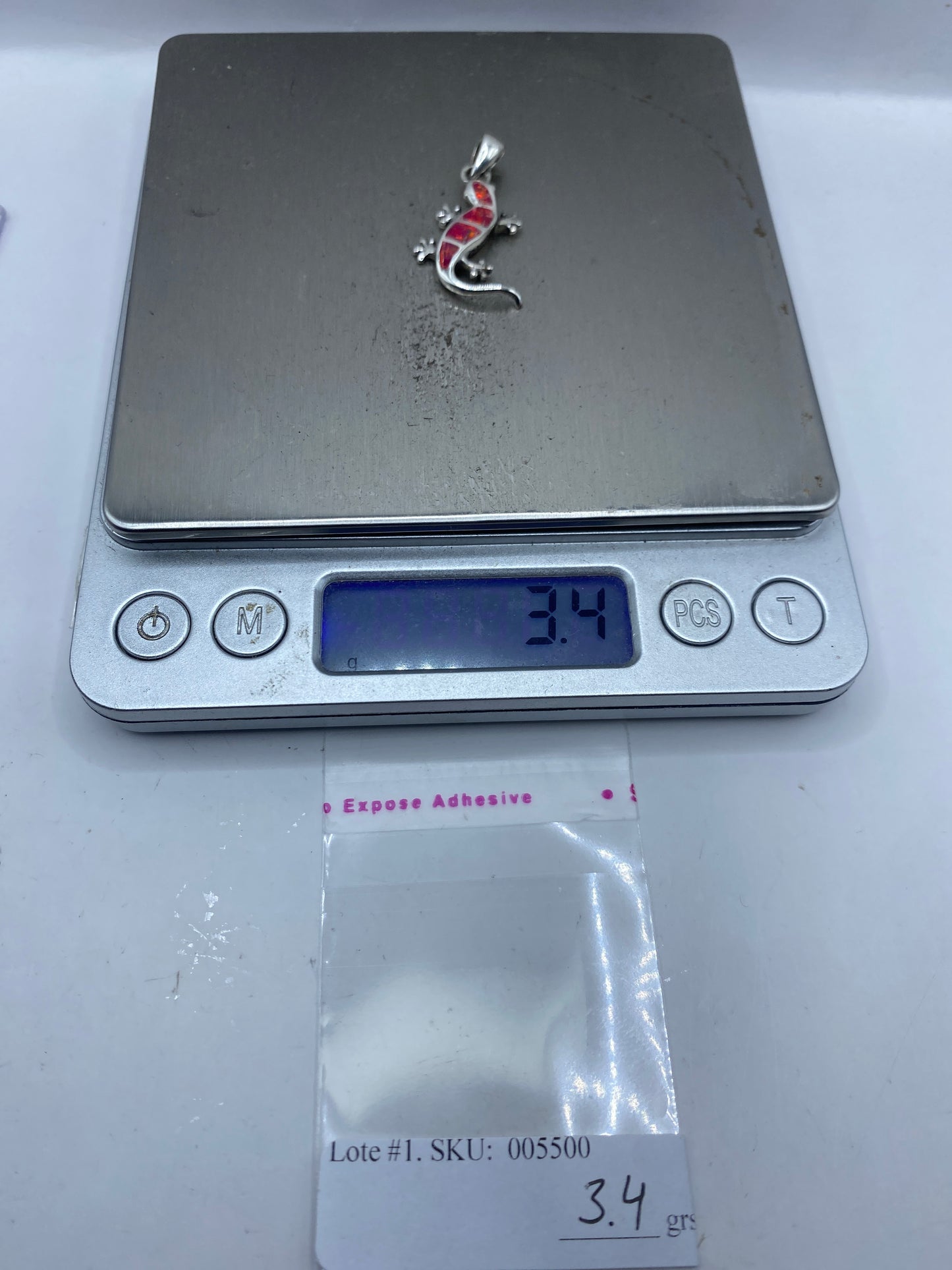 Dije Lagartija Plata .950 con Ópalo de Fuego Rosa — foto 6