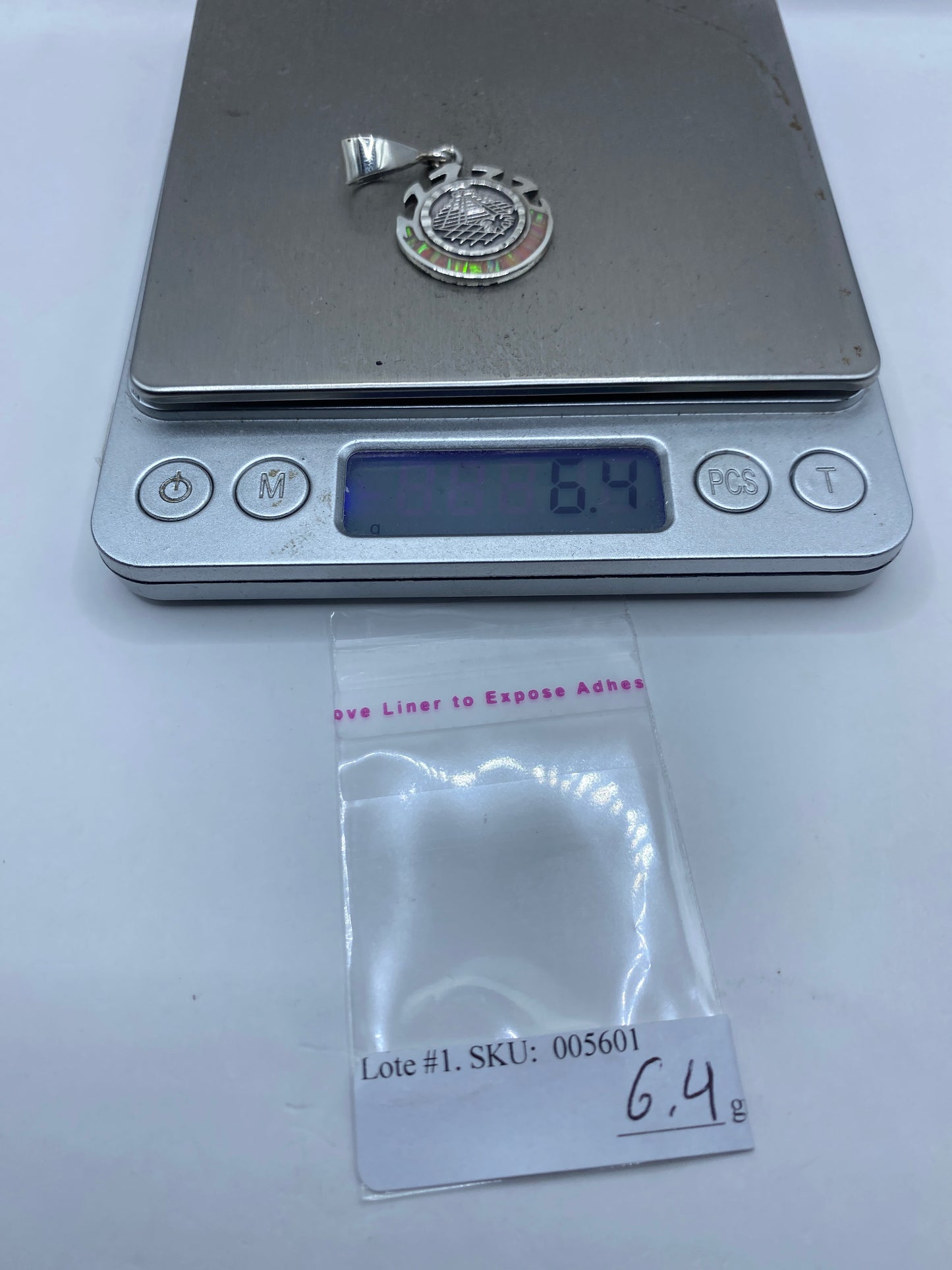 Dije Plata Ópalo de Fuego Pirámide Azteca — Taxco .950 — foto 6