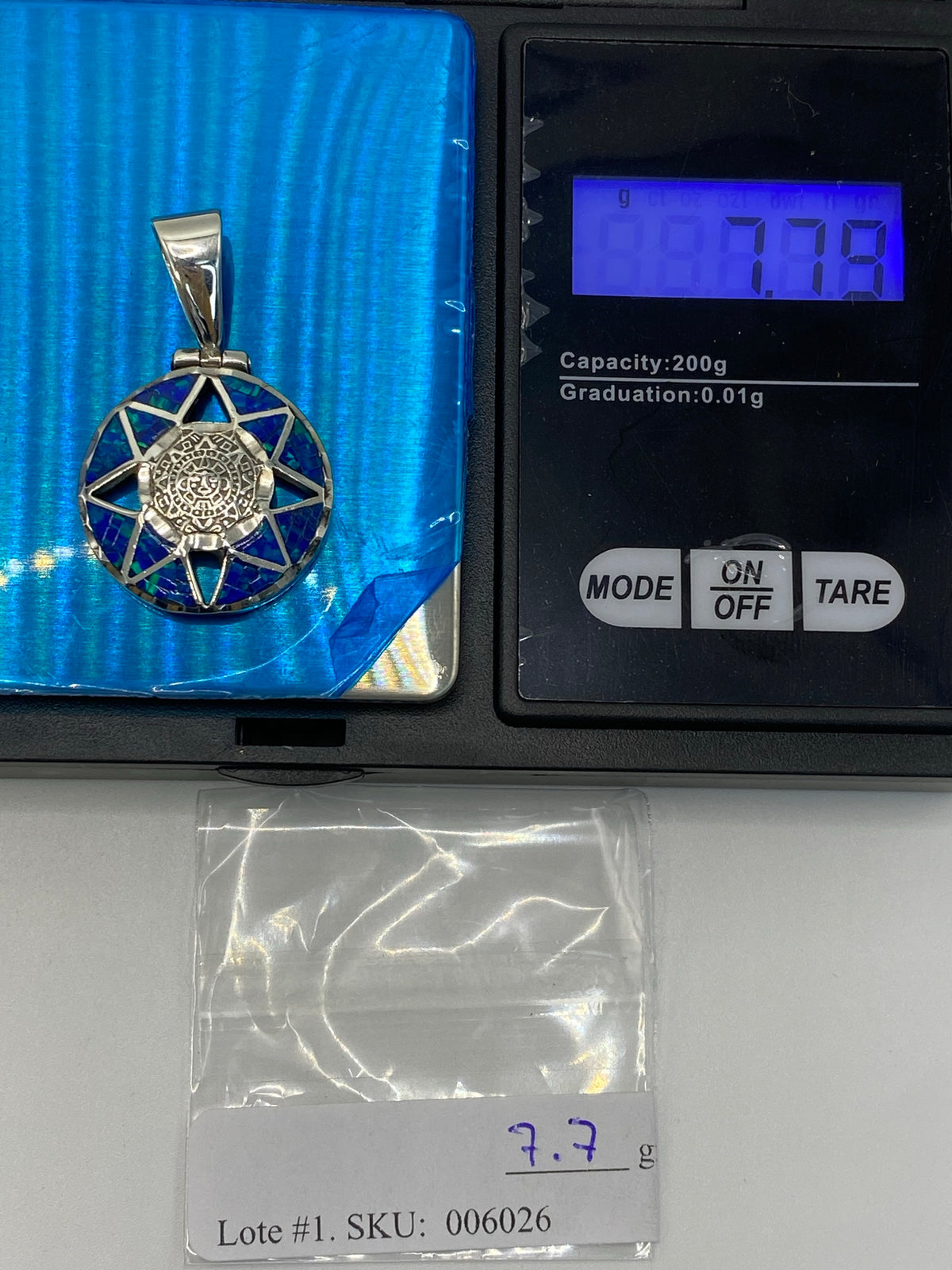 Dije Prehispánico Plata .950 Ópal de Fuego Azul — Taxco — foto 6