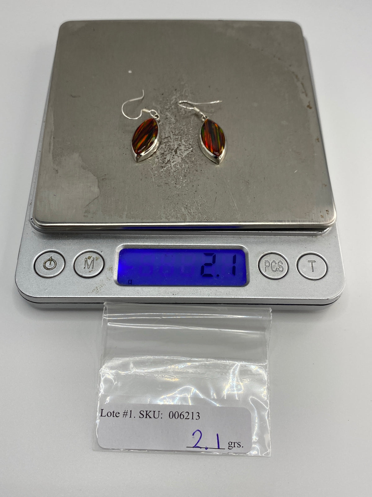 Aretes de Plata con Ópalo de Fuego Multicolor — Taxco 925 — foto 6