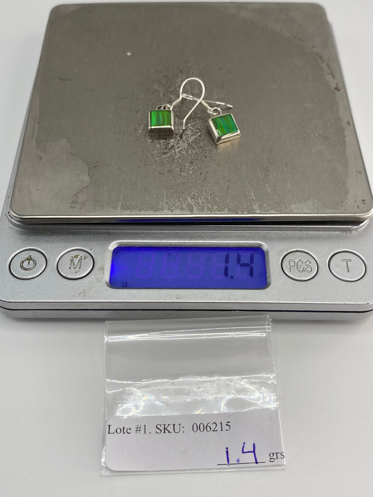 Aretes Plata 925 con Ópalo de Fuego Verde — foto 6