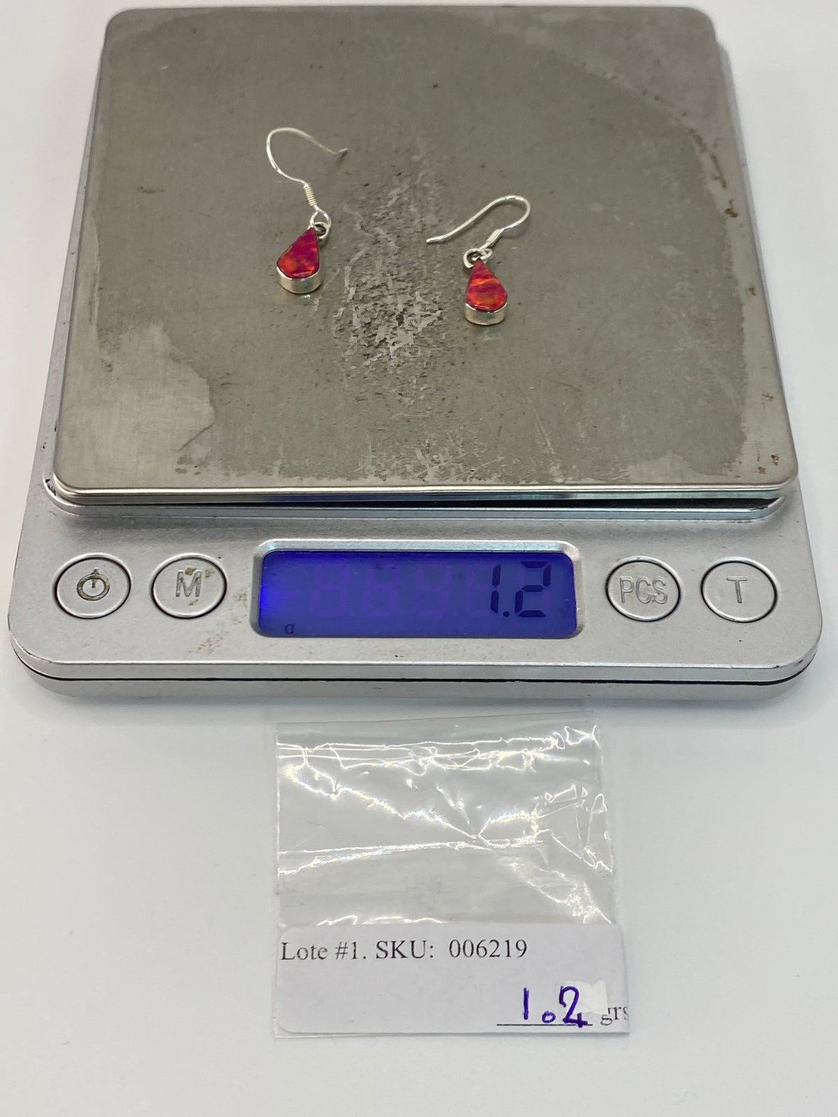Aretes de Plata 950 con Ópalo de Fuego Rosa — foto 6