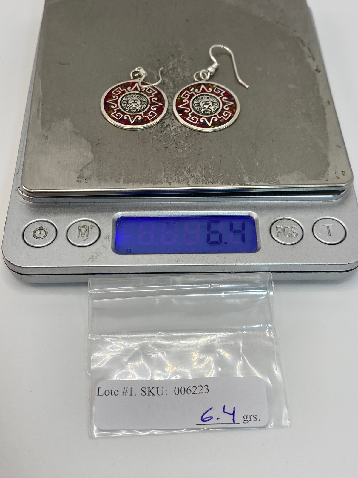 Aretes de Plata Ópalo de Fuego — Diseño Azteca Taxco — foto 6