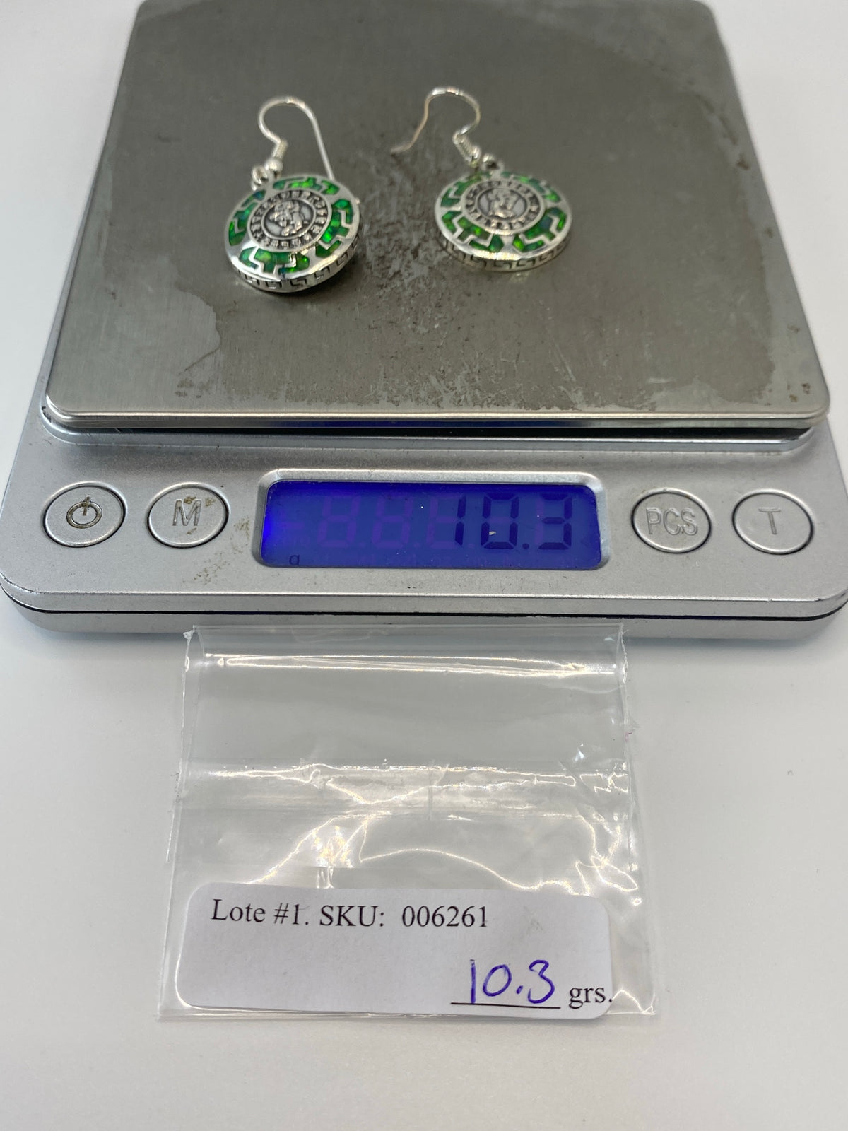 Aretes Plata 950 Ópalo de Fuego Verde — Taxco — foto 6