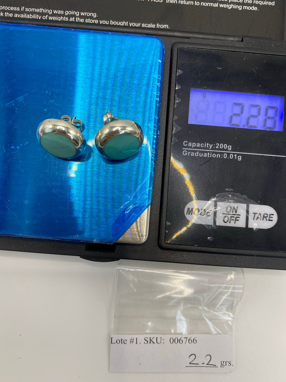 Aretes de Plata 925 con Piedra Azul Cielo — Taxco — foto 6