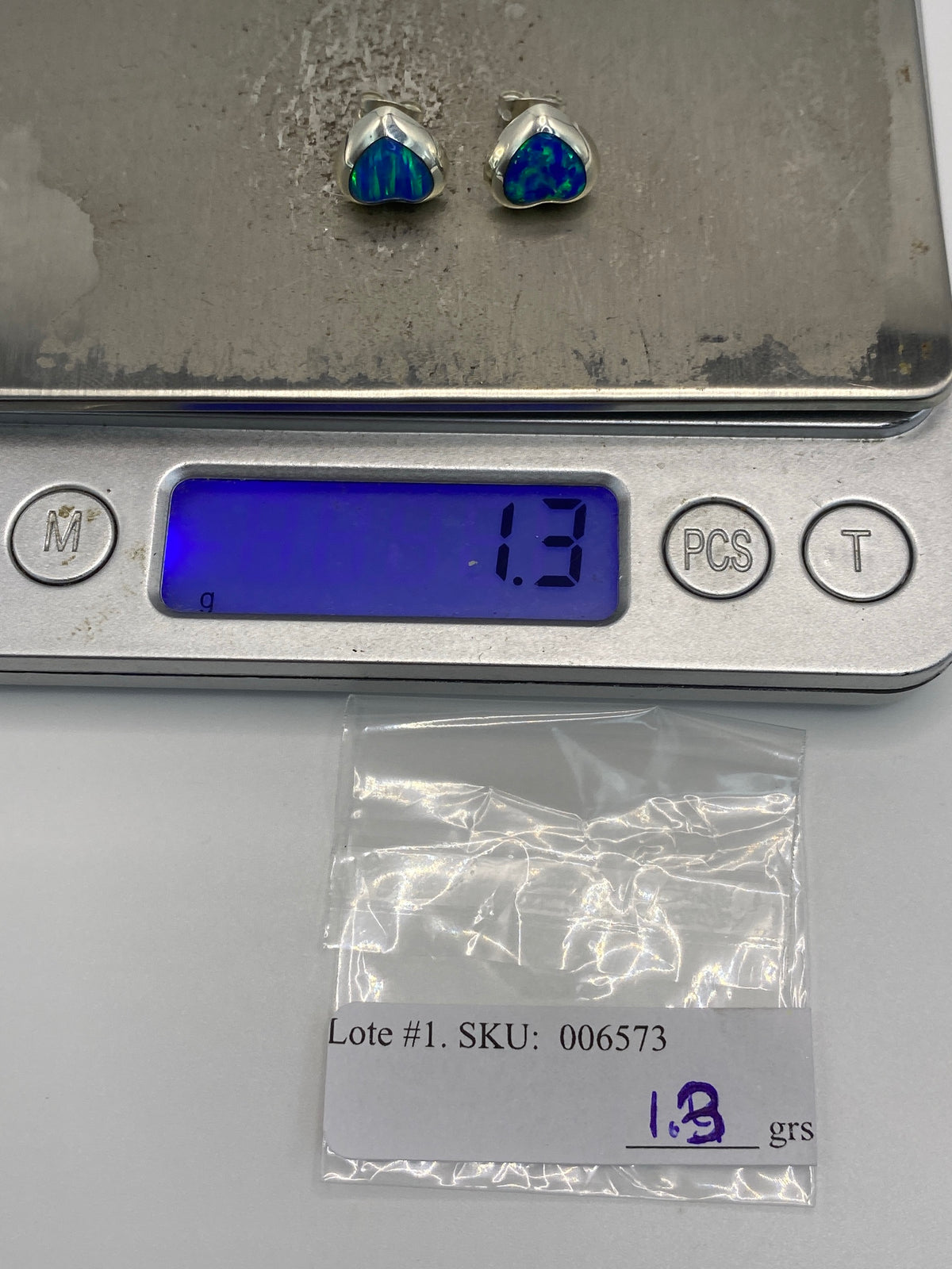 Aretes de Plata con Ópalo de Fuego Azul Cielo — foto 6