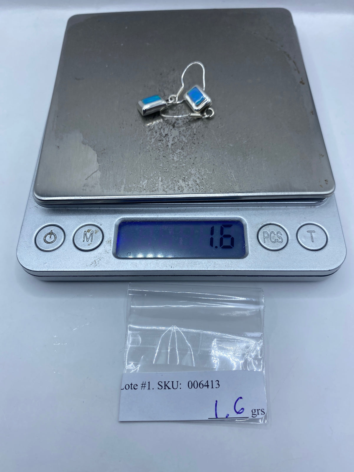 Aretes Plata Ópalo de Fuego Cuadrados — Taxco 925 — foto 6