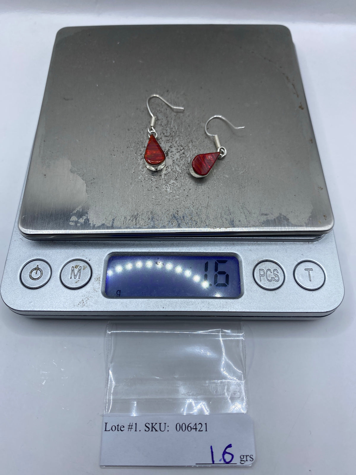 Aretes de Plata con Ópalo de Fuego Rojo — Taxco 950 — foto 6