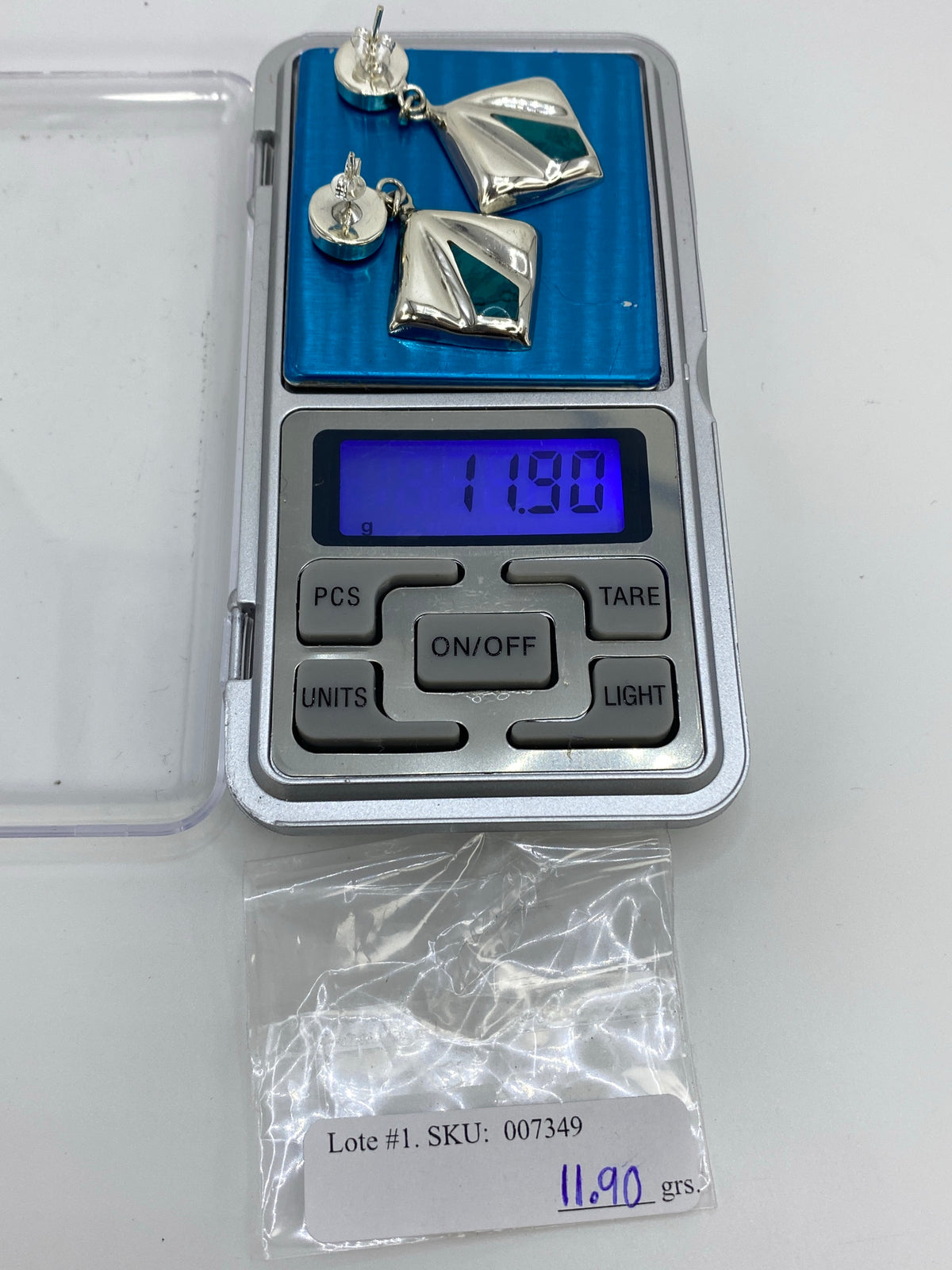Aretes de Plata Abanico con Turquesa Azul — Taxco 925 — foto 6