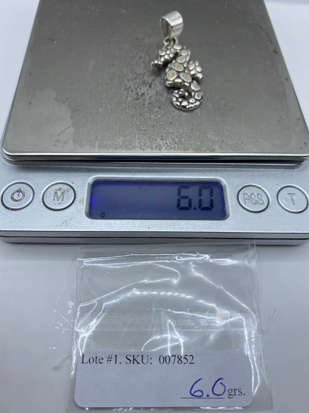 Dije Caballo de Mar Plata 950 Ópalo de Fuego — Tornasol — foto 6