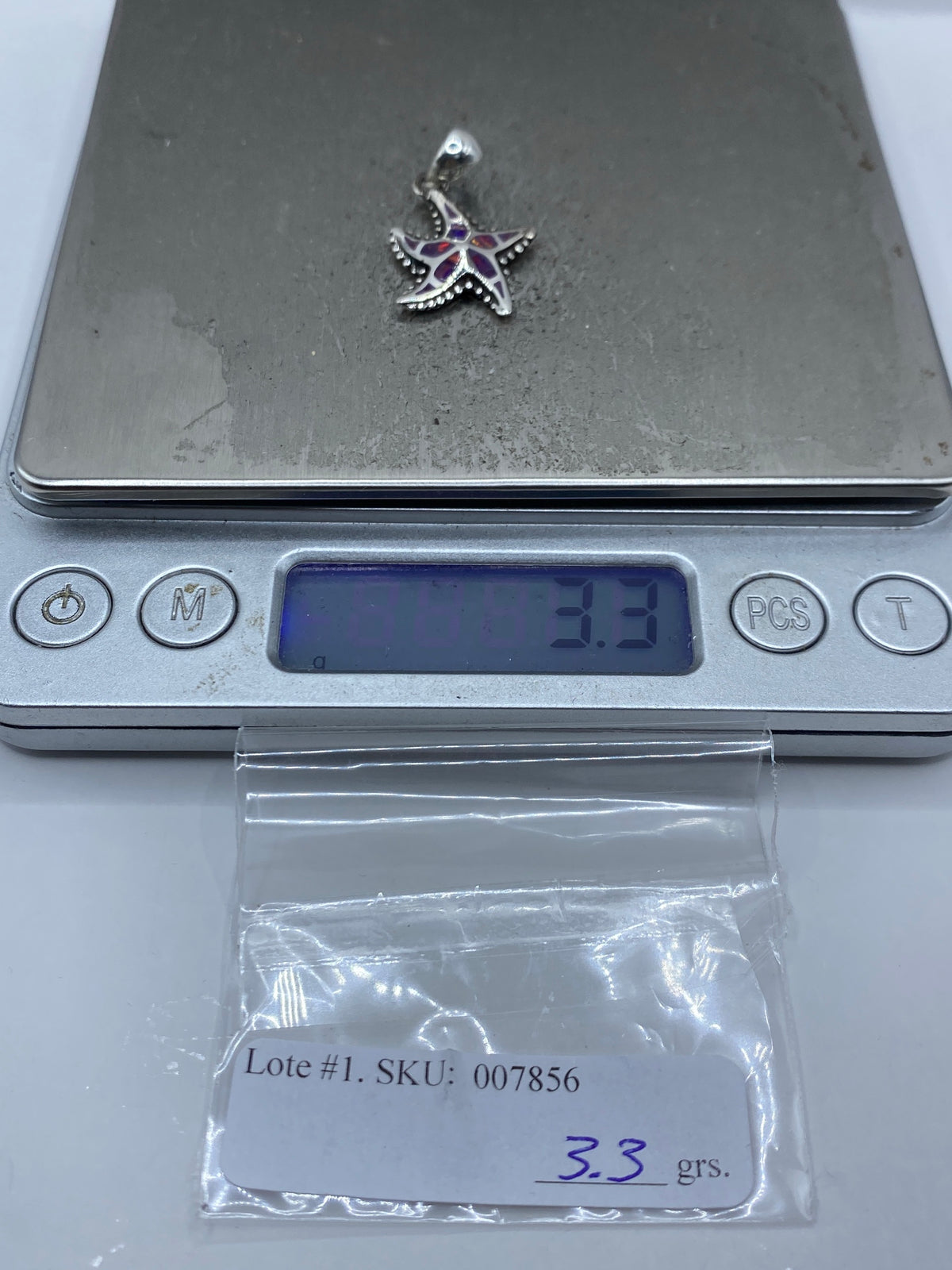 Dije Estrella de Mar Plata 950 con Ópalo de Fuego Morada — foto 6