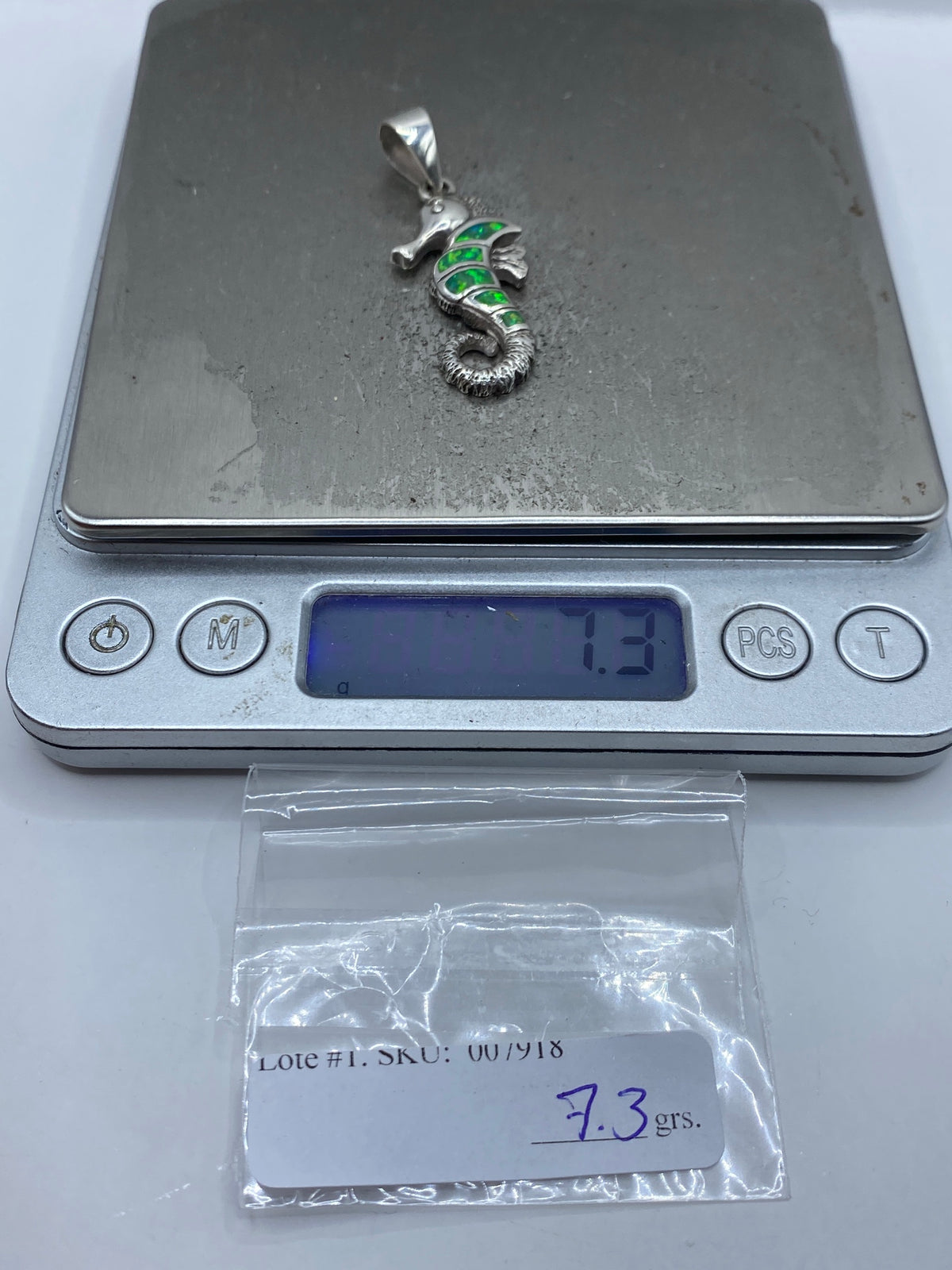 Dije Caballito de Mar Plata 950 Opalo de Fuego Verde — foto 6