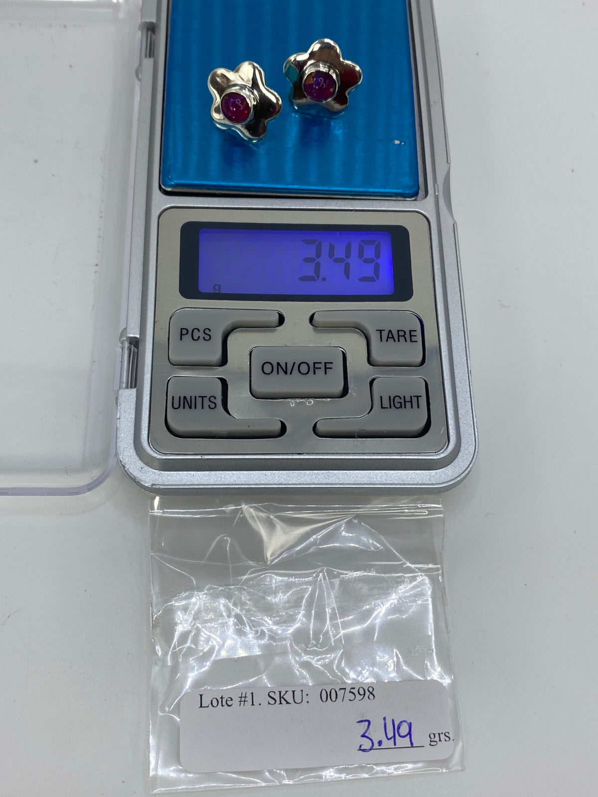 Aretes Plata 950 con Piedra Morada — Flores de Taxco — foto 6
