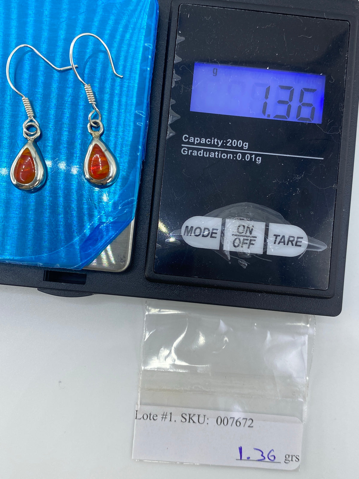 Aretes de Plata con Ópalo de Fuego Naranja — Taxco 925 — foto 6