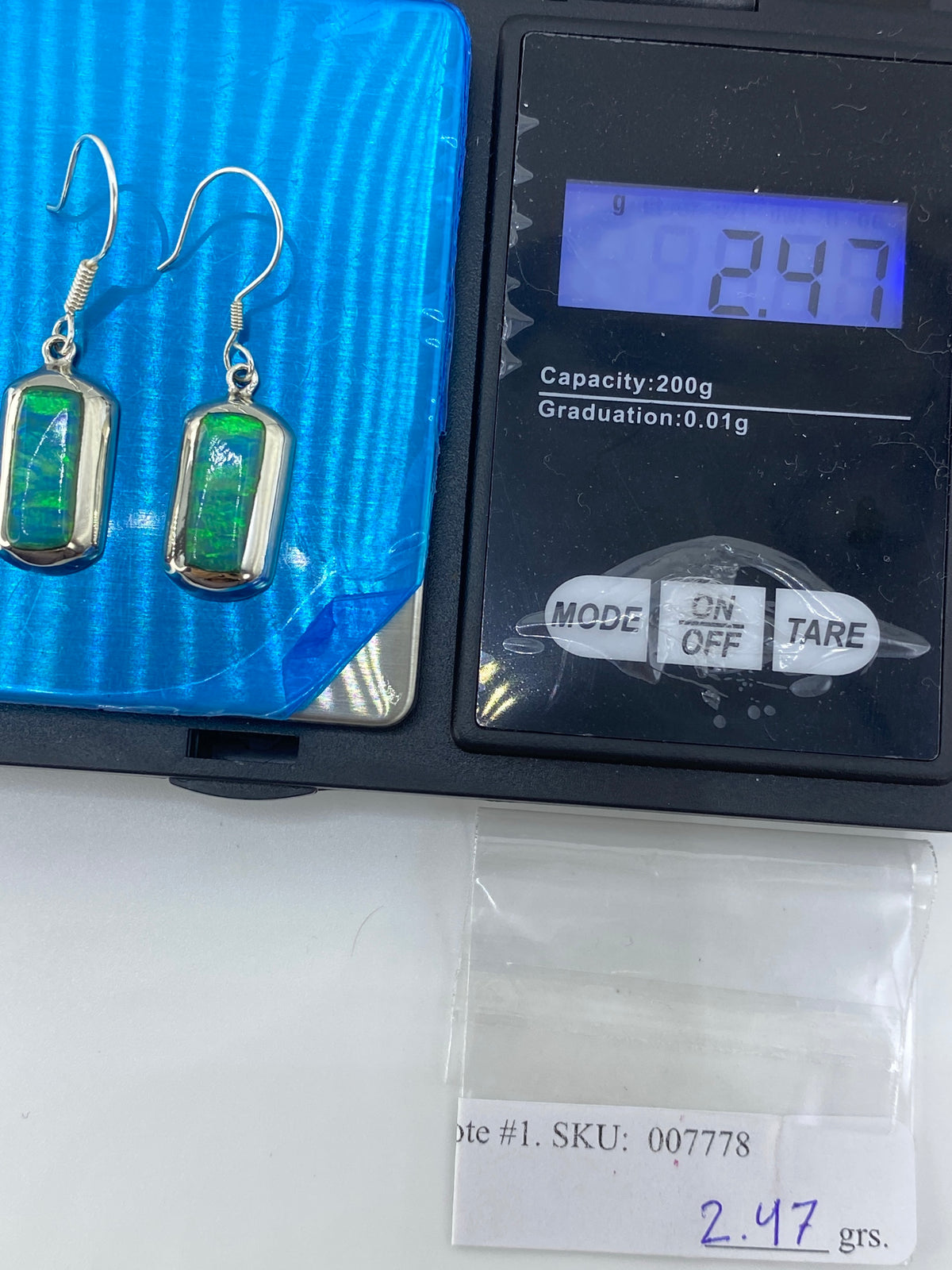 Aretes de Plata con Ópalo de Fuego Verde — Taxco 925 — foto 6