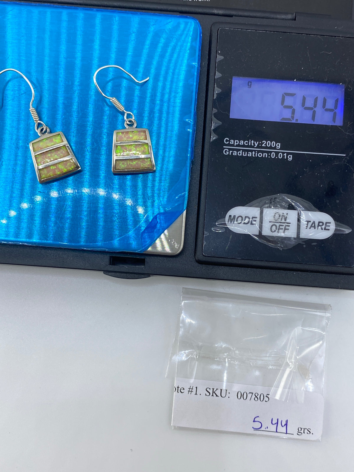 Aretes de Plata con Ópalo de Fuego Verde Olivo — Taxco 925 — foto 6