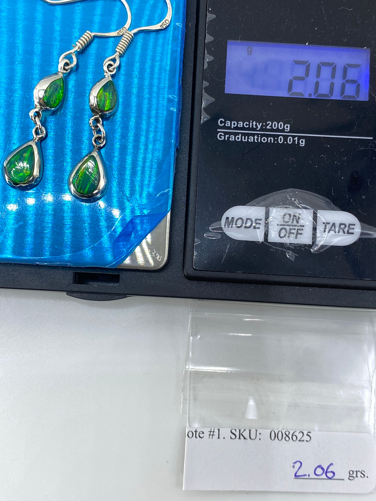 Aretes de Plata con Ópalo de Fuego Verde — Taxco 925 — foto 6